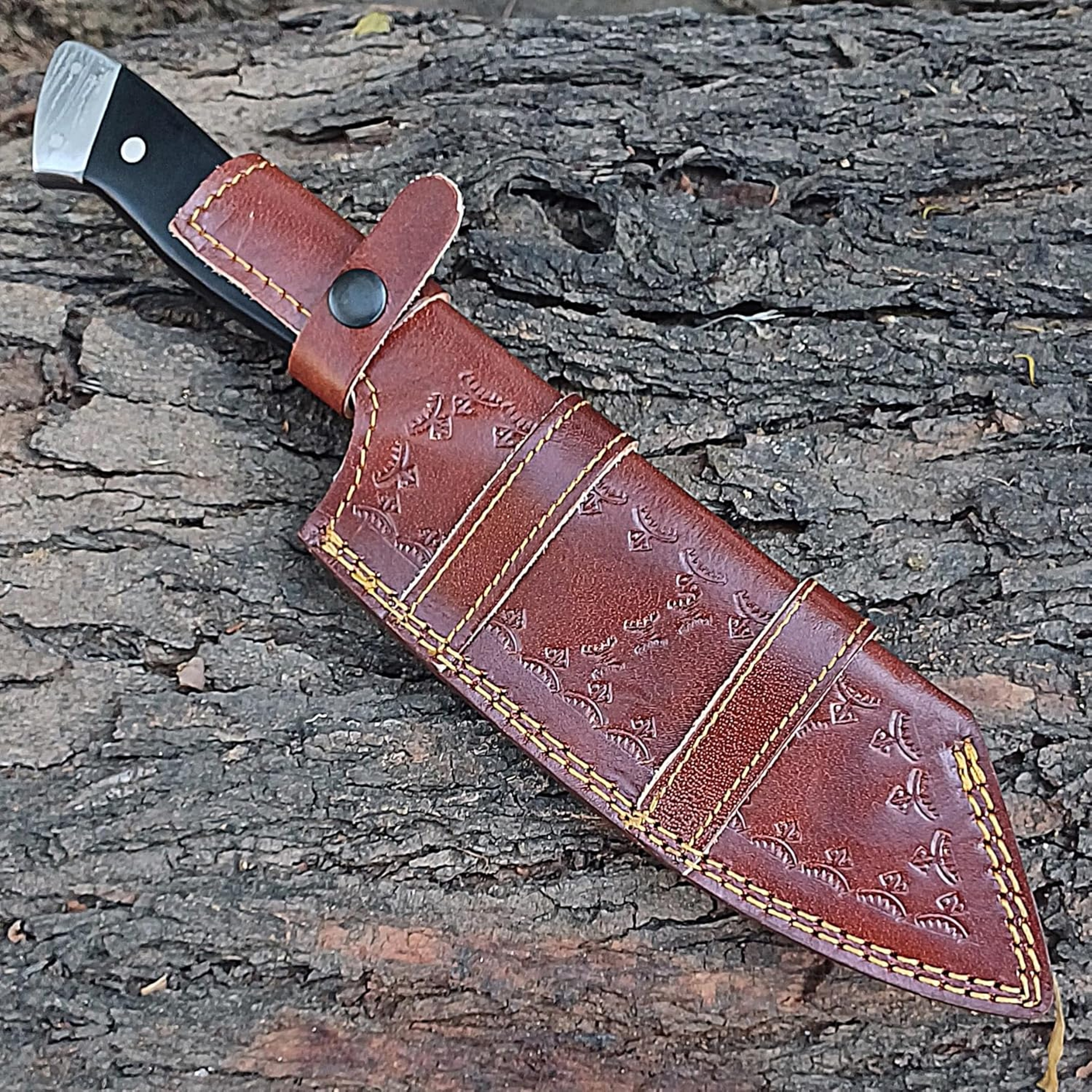 10 Inch Handmade Damascus Cleaver Knife Damascus Meat Cleaver Butcher Knife for Meat Cutting Chopper with Sheath – view 4