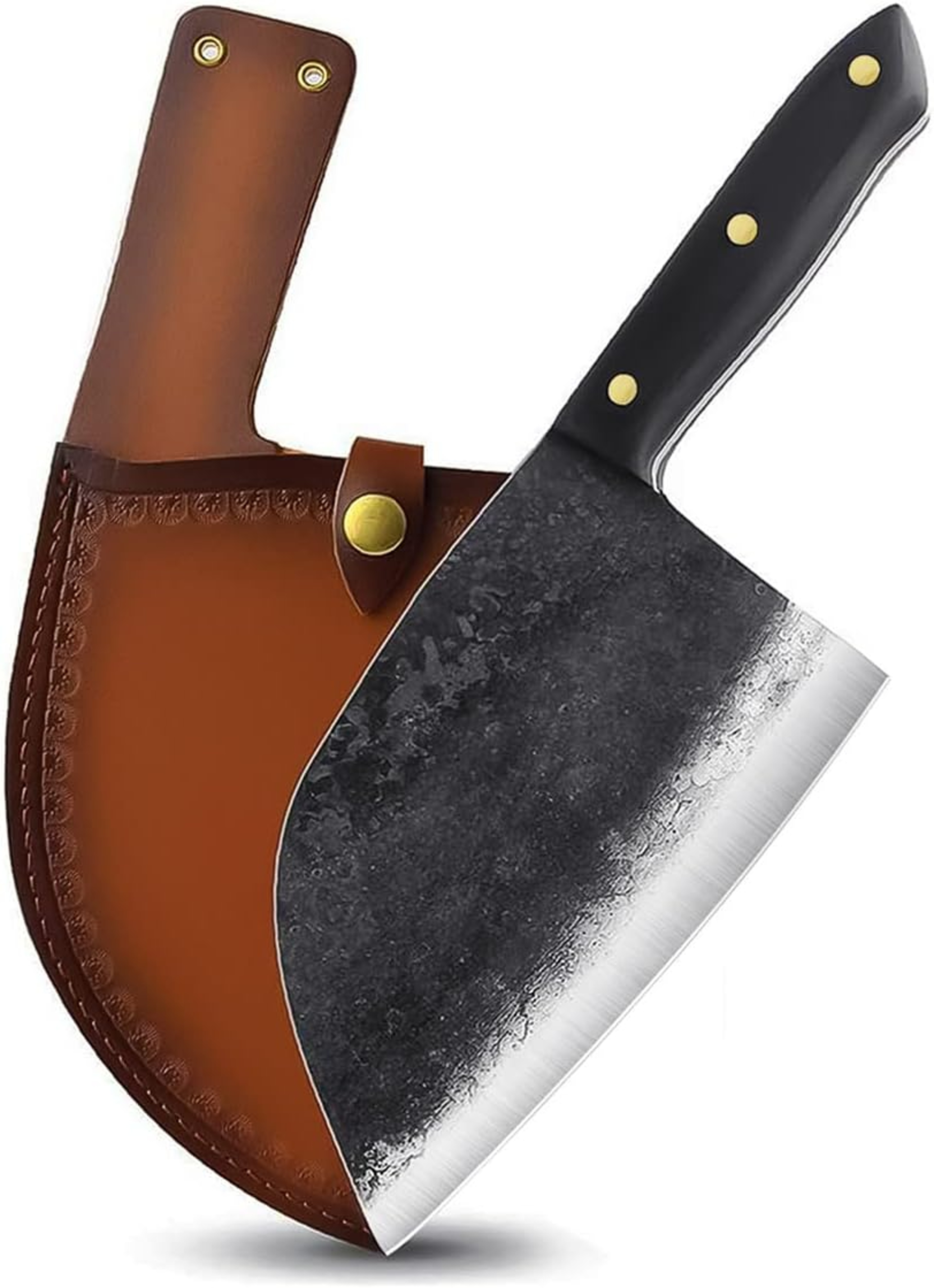 D2 Chef Knife Cleaver Knife Hand Forged Butcher Knife with Sheath Full Tang Chopping Knife for Kitchen Cooking – view 2