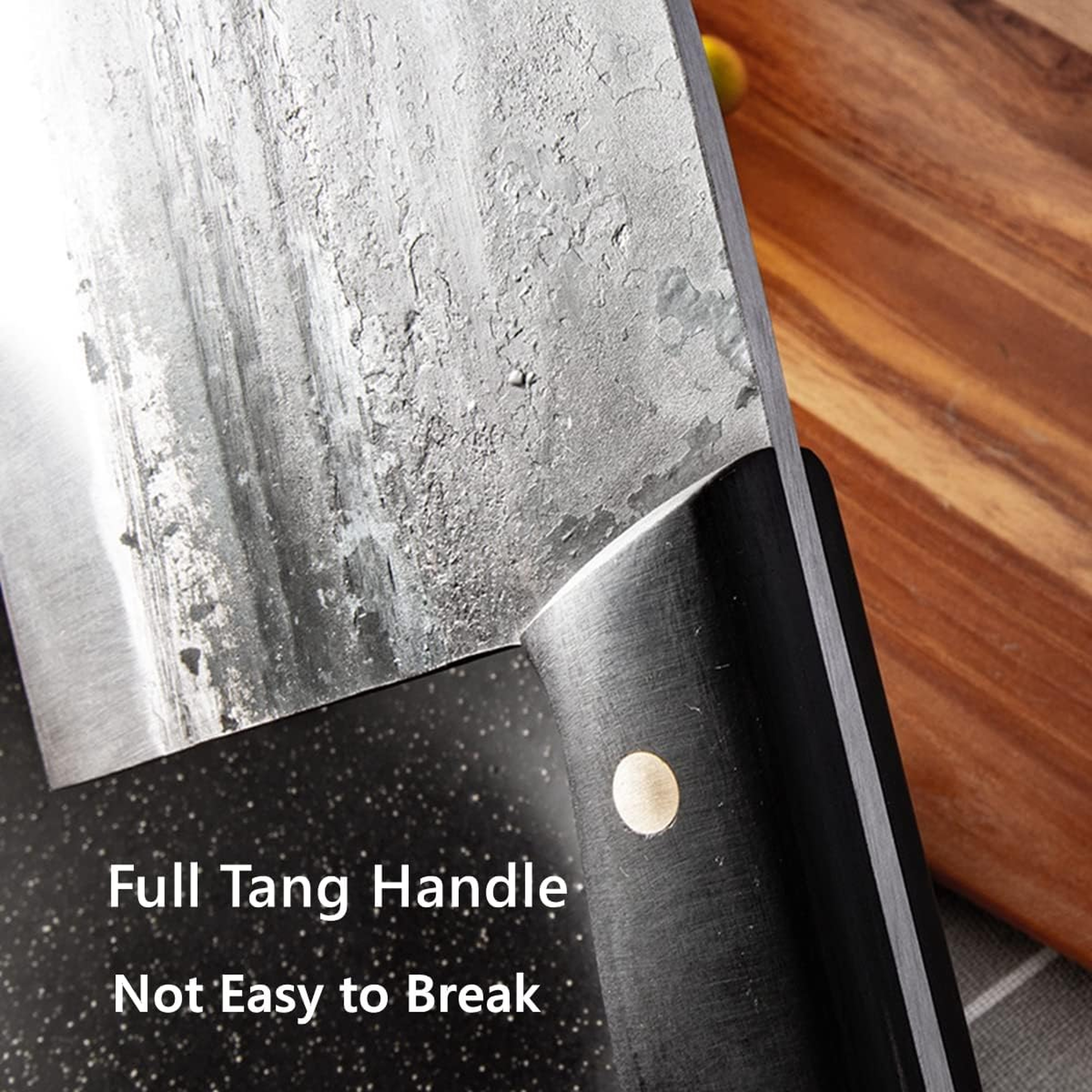 D2 Chef Knife Cleaver Knife Hand Forged Butcher Knife with Sheath Full Tang Chopping Knife for Kitchen Cooking – view 4