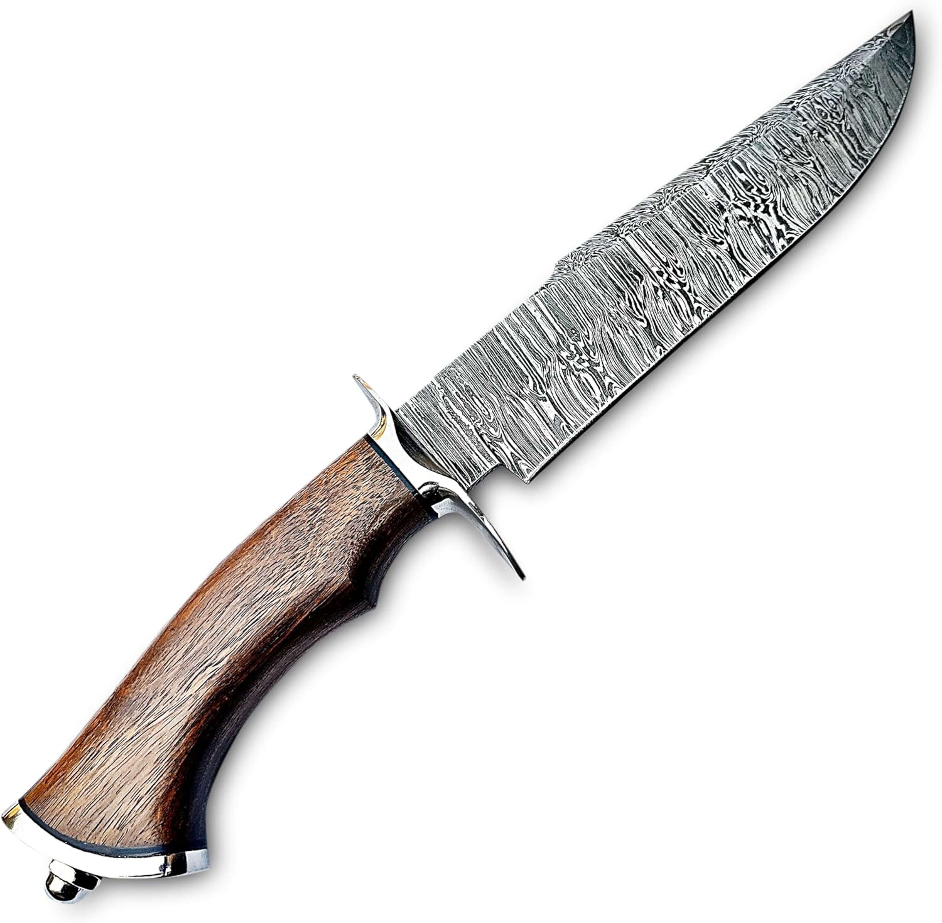 Custom Handmade Damascus Bowie Knife 14 Inches Fixed Blade Hunting Knife With With Sheath With Wood 0