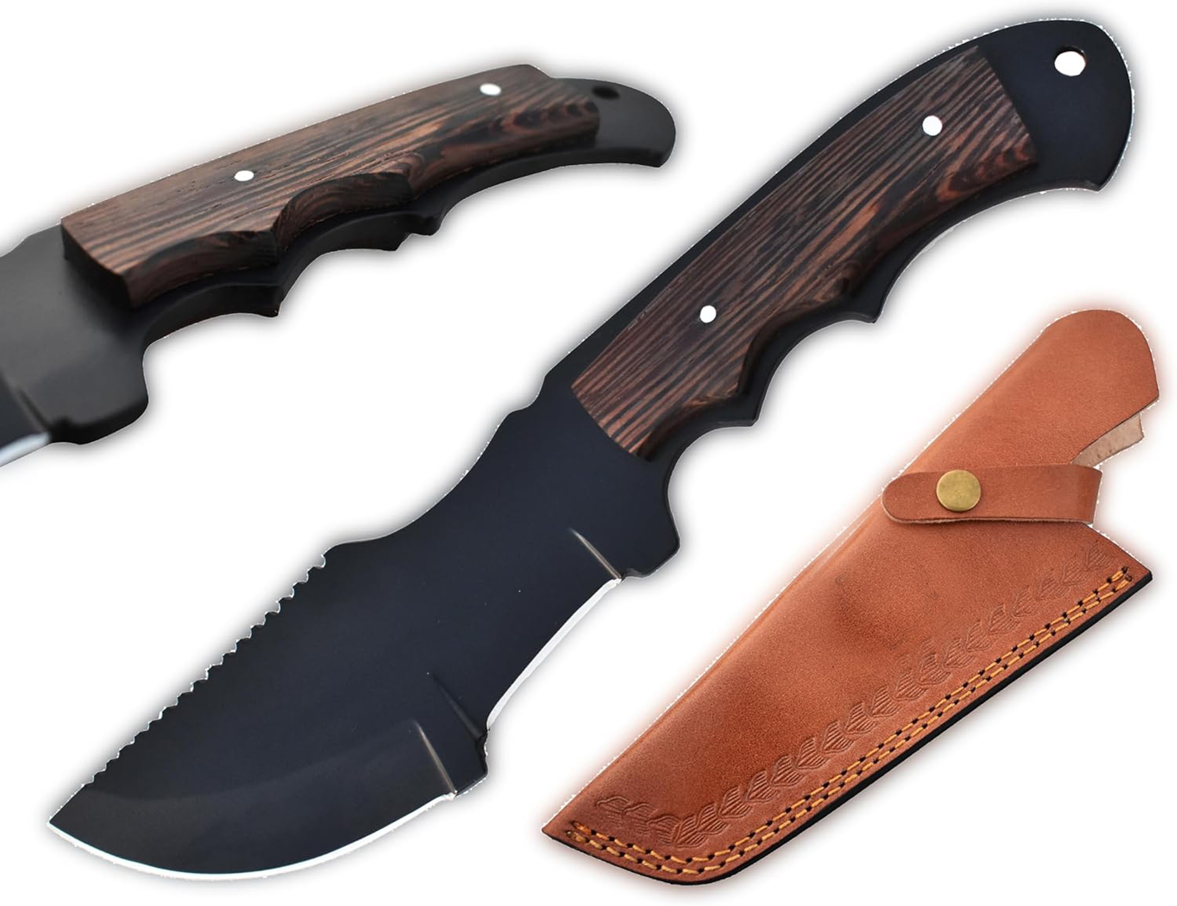 Custom Handmade D2 Tracker Knife Full Tang Bushcraft Outdoor Survival Knife Fixed Blade Hunting Kni 0