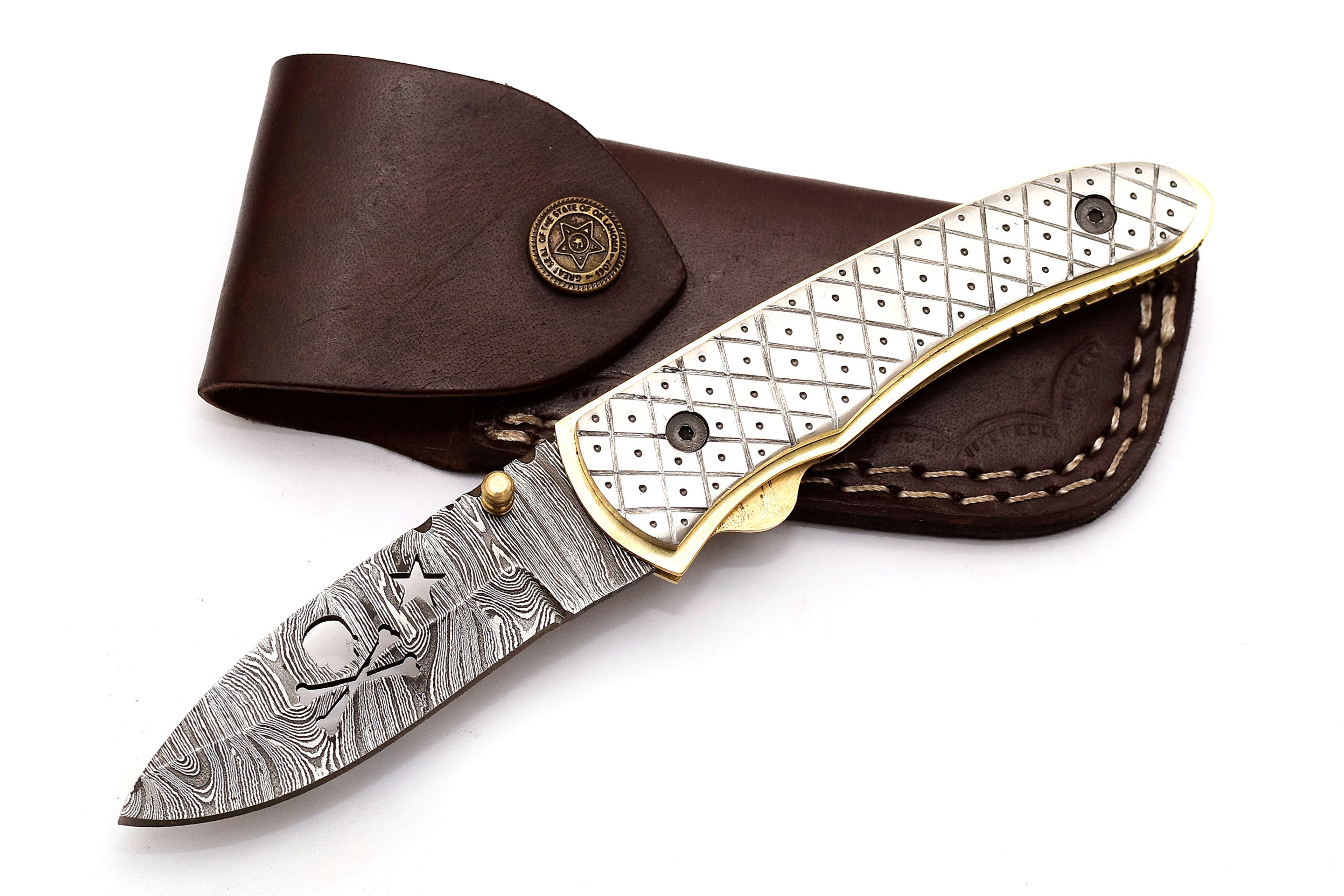 ALFARI Damascus Engraved Pocket Knife Set For Men Folding Knife With Ideal For Camping And Hiking W 0