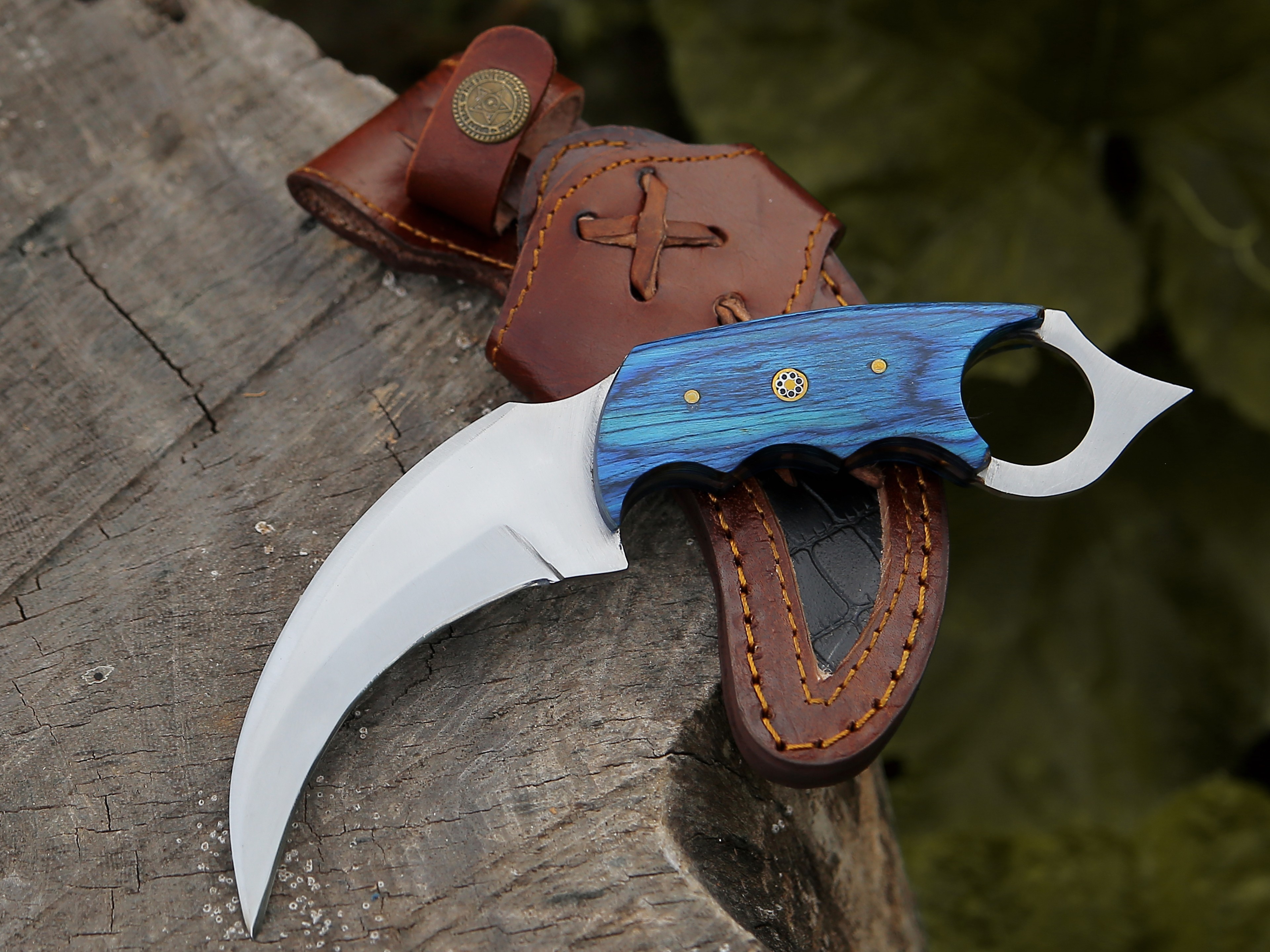 ALFARI Karambit Knife Fixed Blade With Sheath Claw Knife Blue Handle Sharp Blade Camping Knives Kar 0