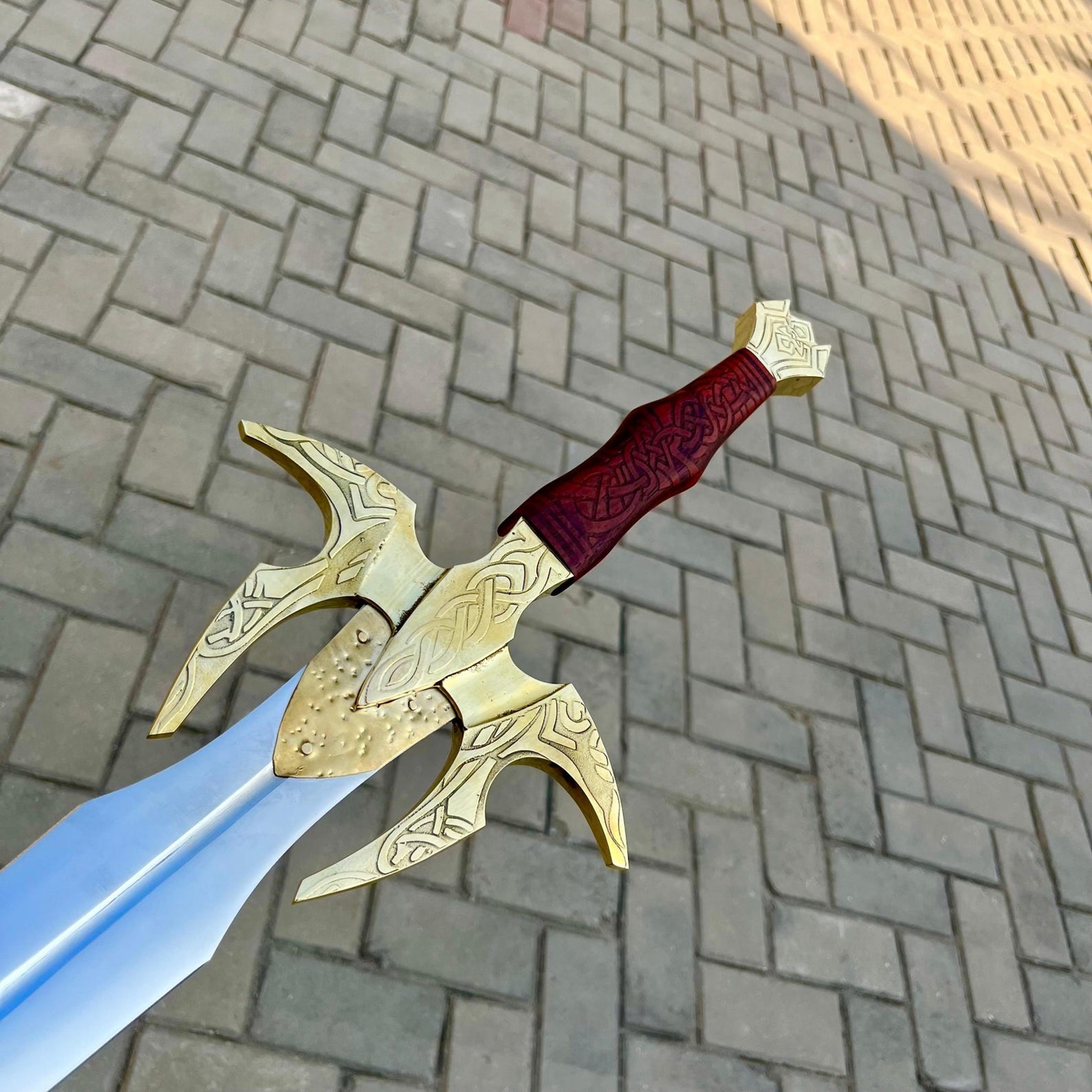 Heimdall Hofund Sword Collectible Replica With Brass Guard And Wooden Handle For Display And Co 9