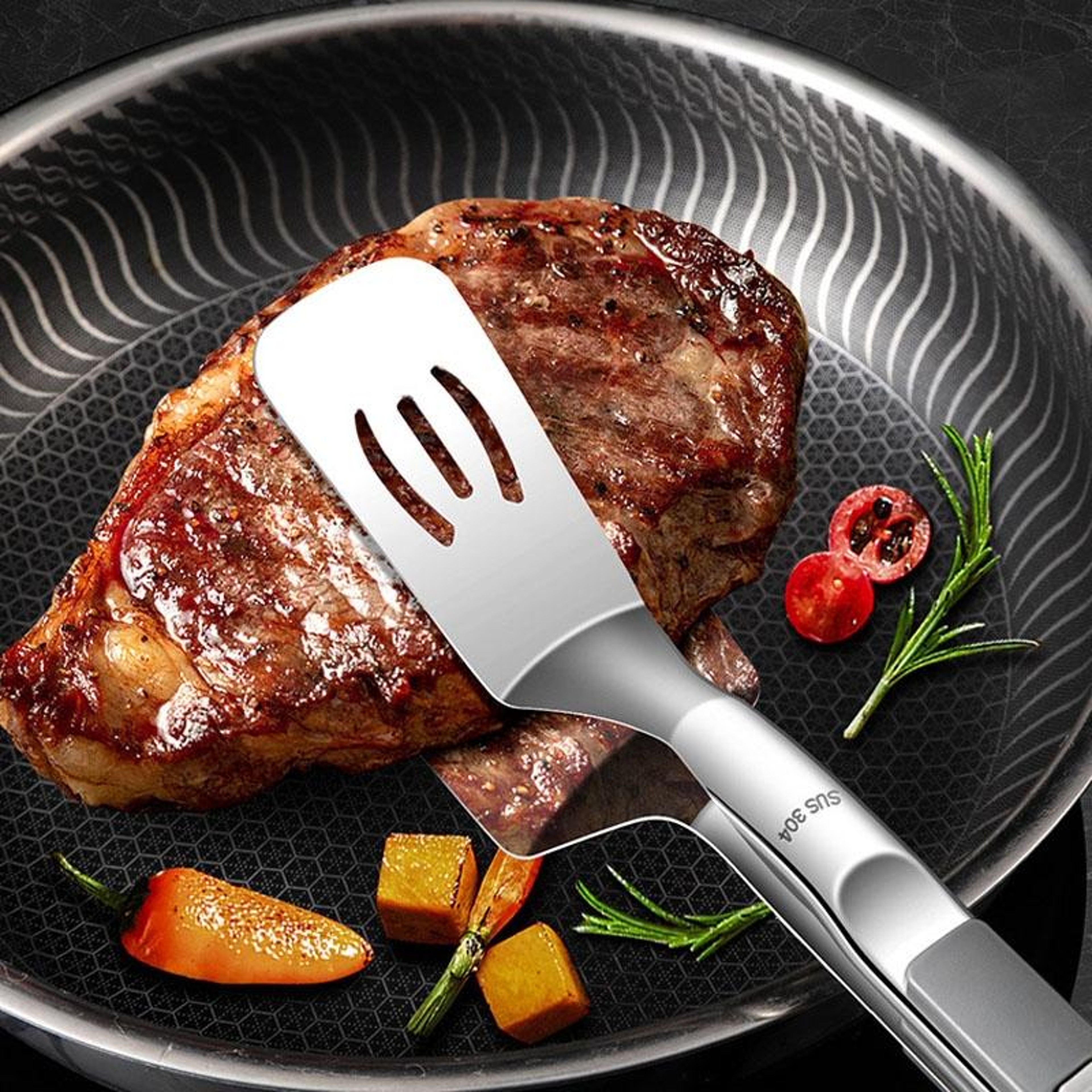 Premium Stainless Steel Fish  Grill Spatula With Locking Handle 5