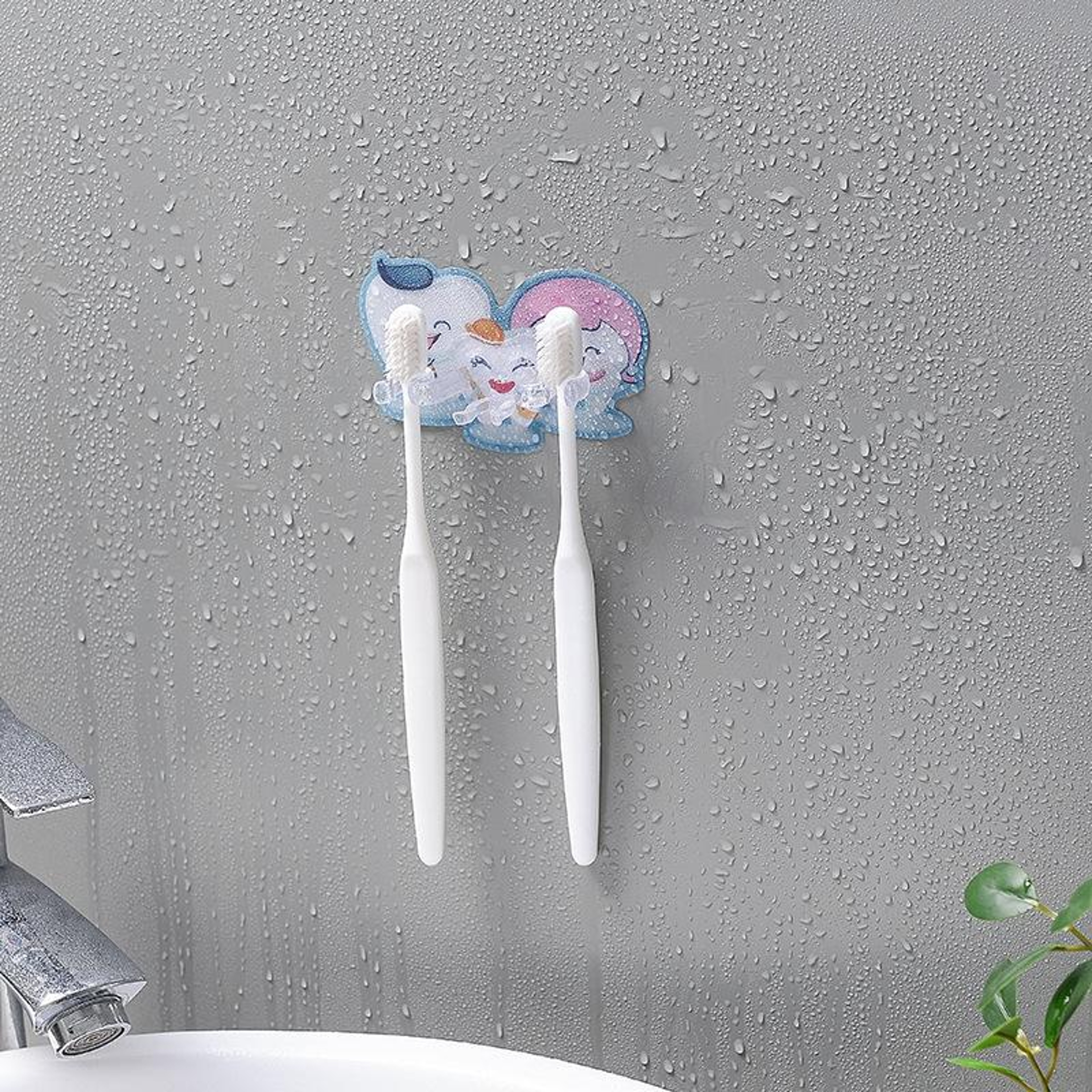Wall Mounted Toothbrush Holder With Bathroom Hooks 4