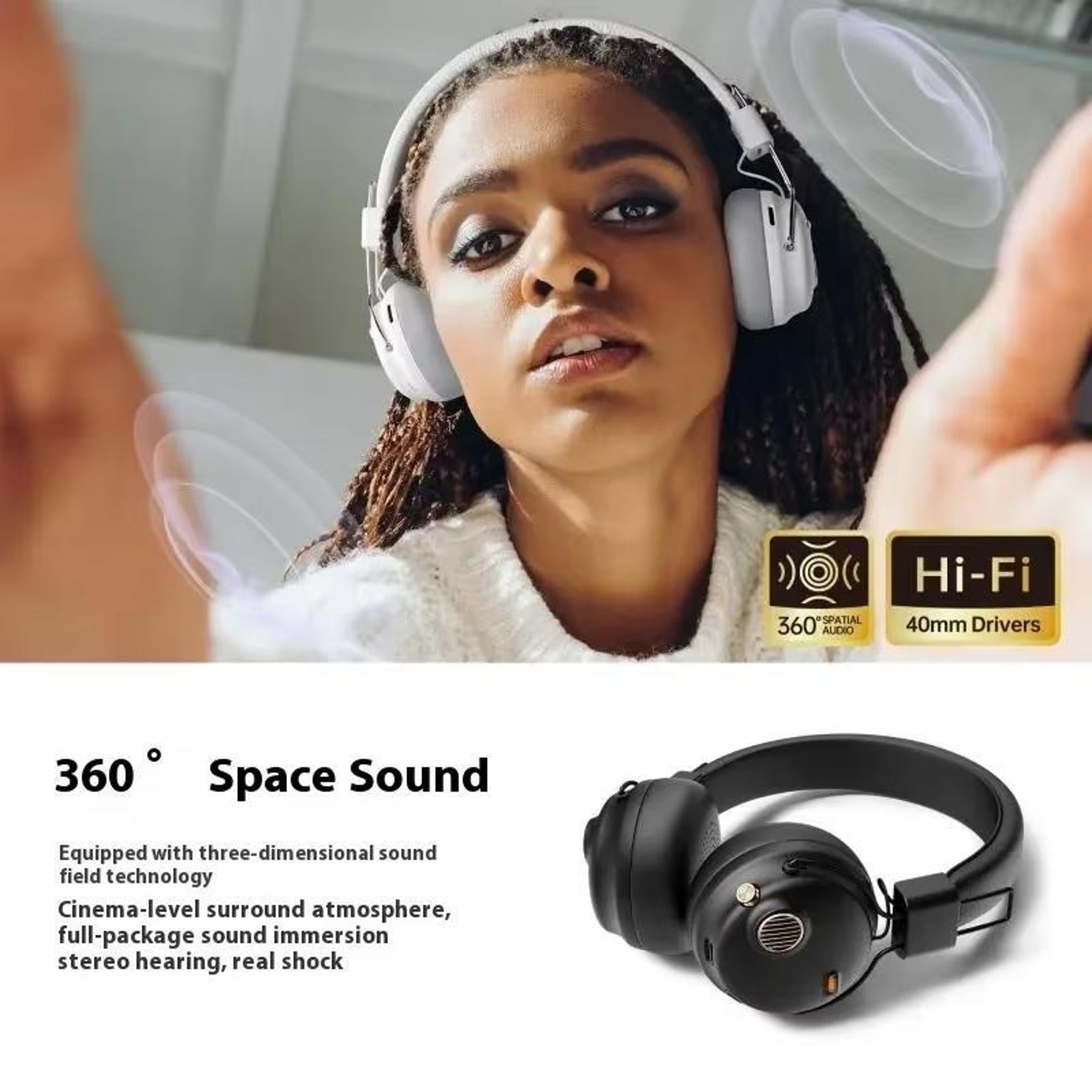 Over-Ear HiFi ANC Wireless Headphones with Microphone Noise Canceling Audio – view 8