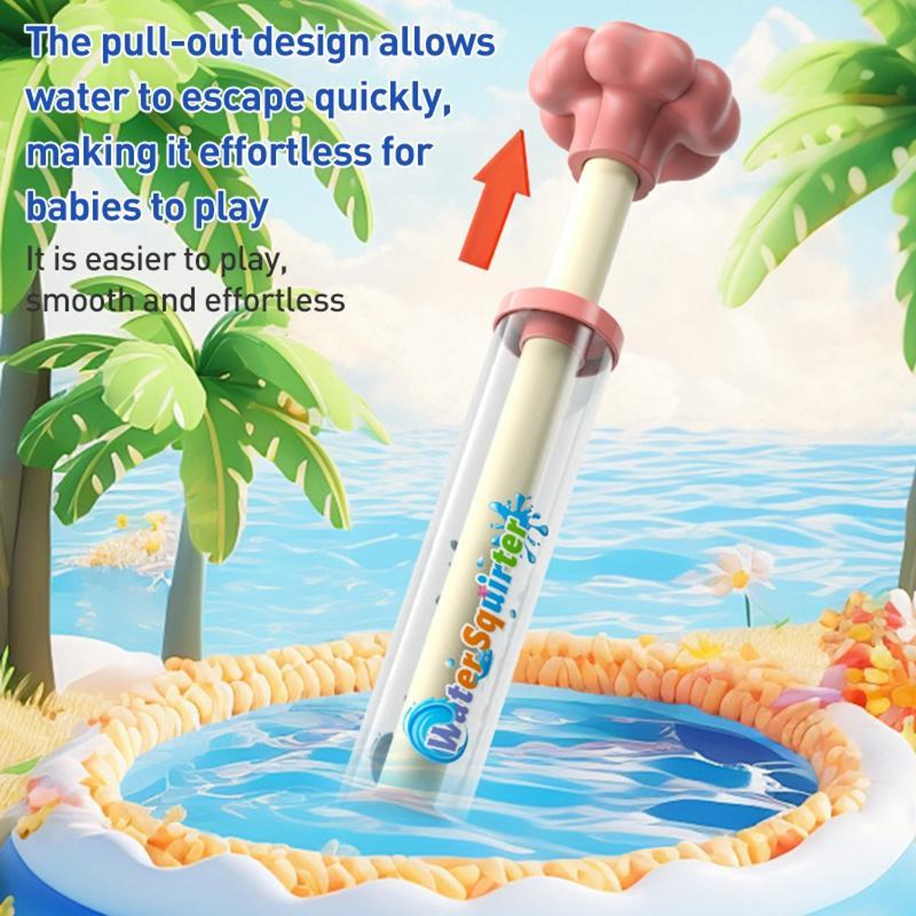Fireworks Water Gun Pink Pull Out Water Gun For Pool Beach Summer Play 3