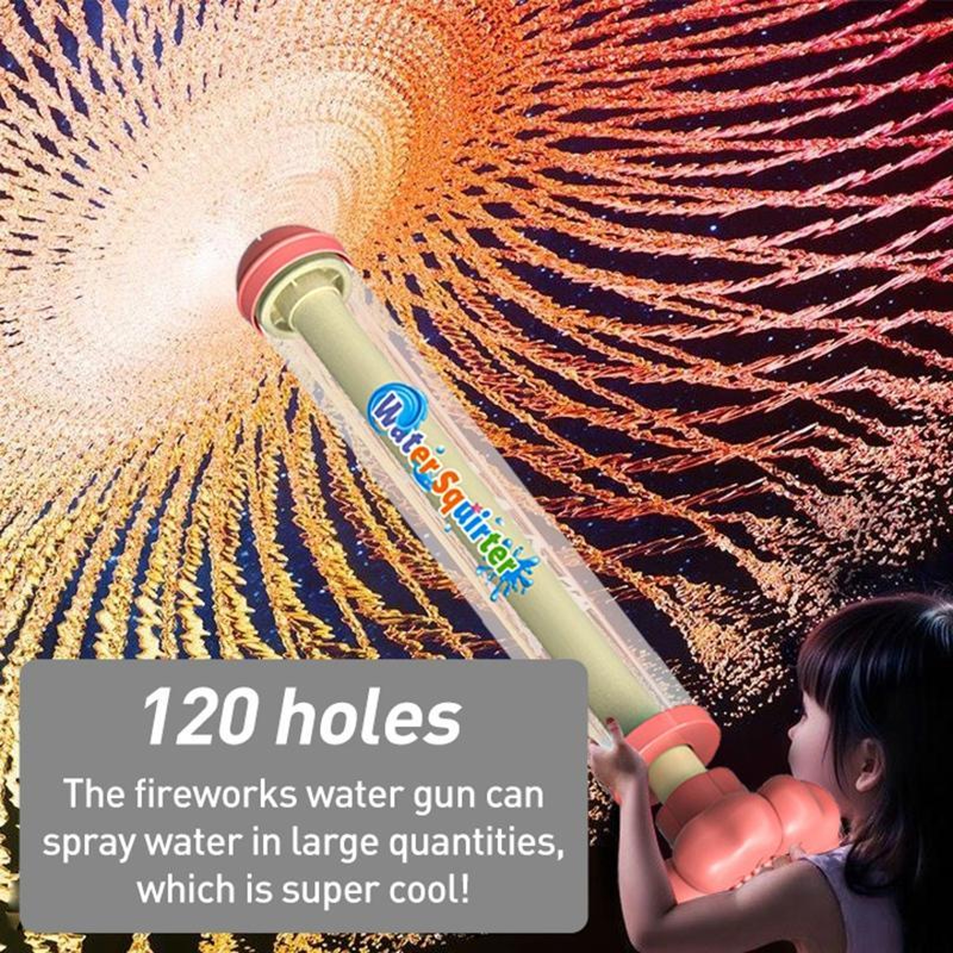 Fireworks Water Gun Pink Pull Out Water Gun For Pool Beach Summer Play 4