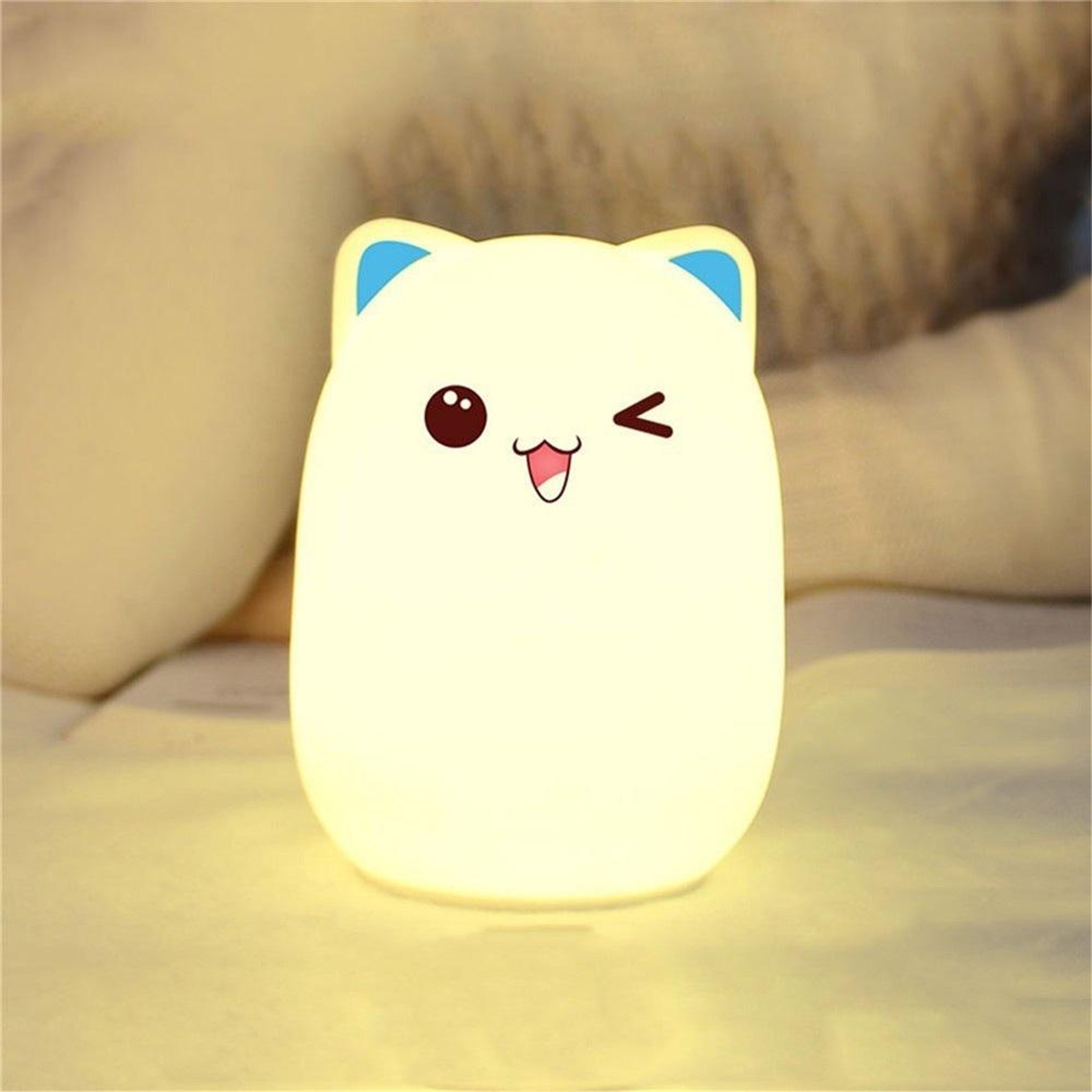 Color Changing Cat-Shaped LED Nightlight USB Rechargeable Silicone Lamp – view 8
