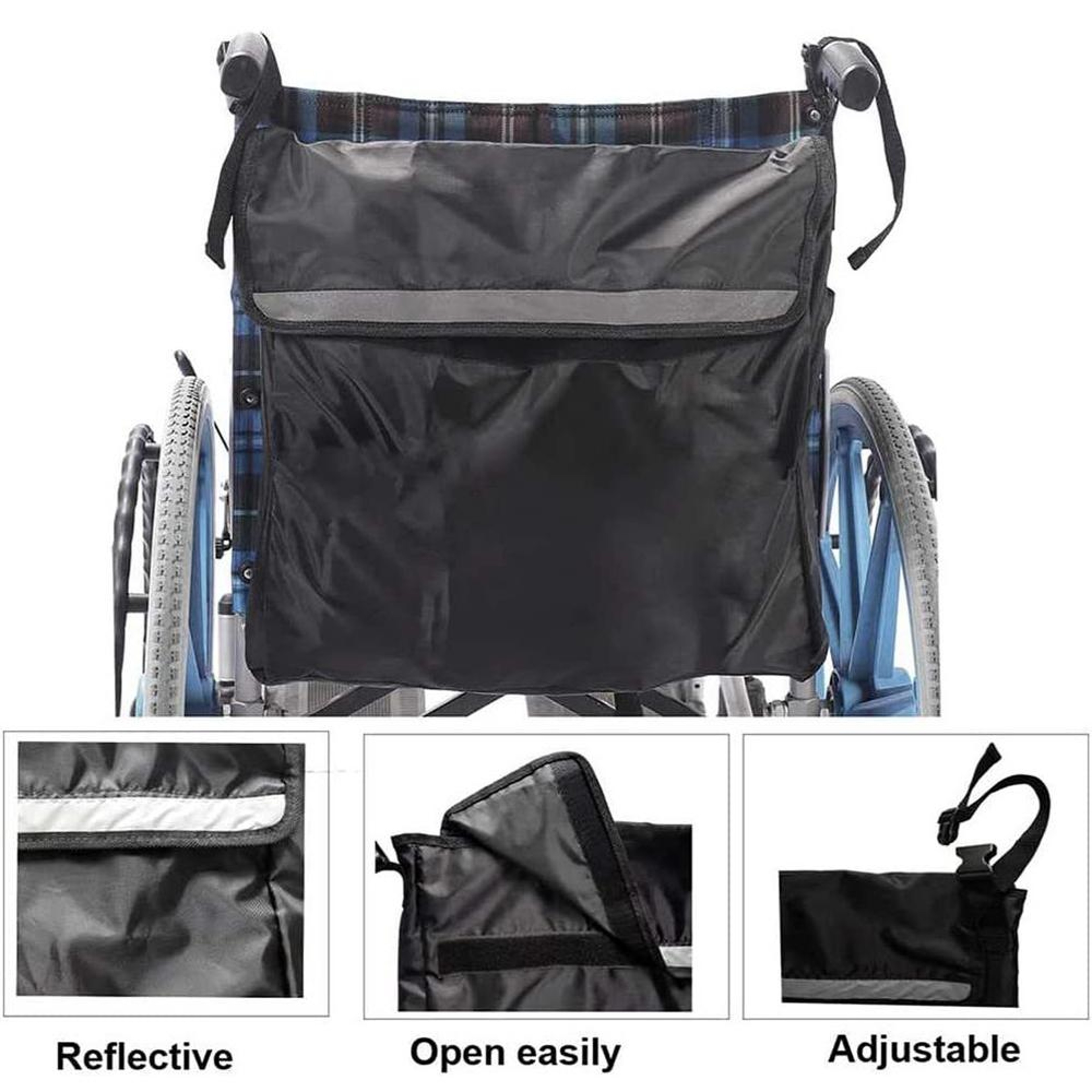 Portable Wheelchair Side Bag Hanging Wheelchair Organizer For Daily Essentials 5