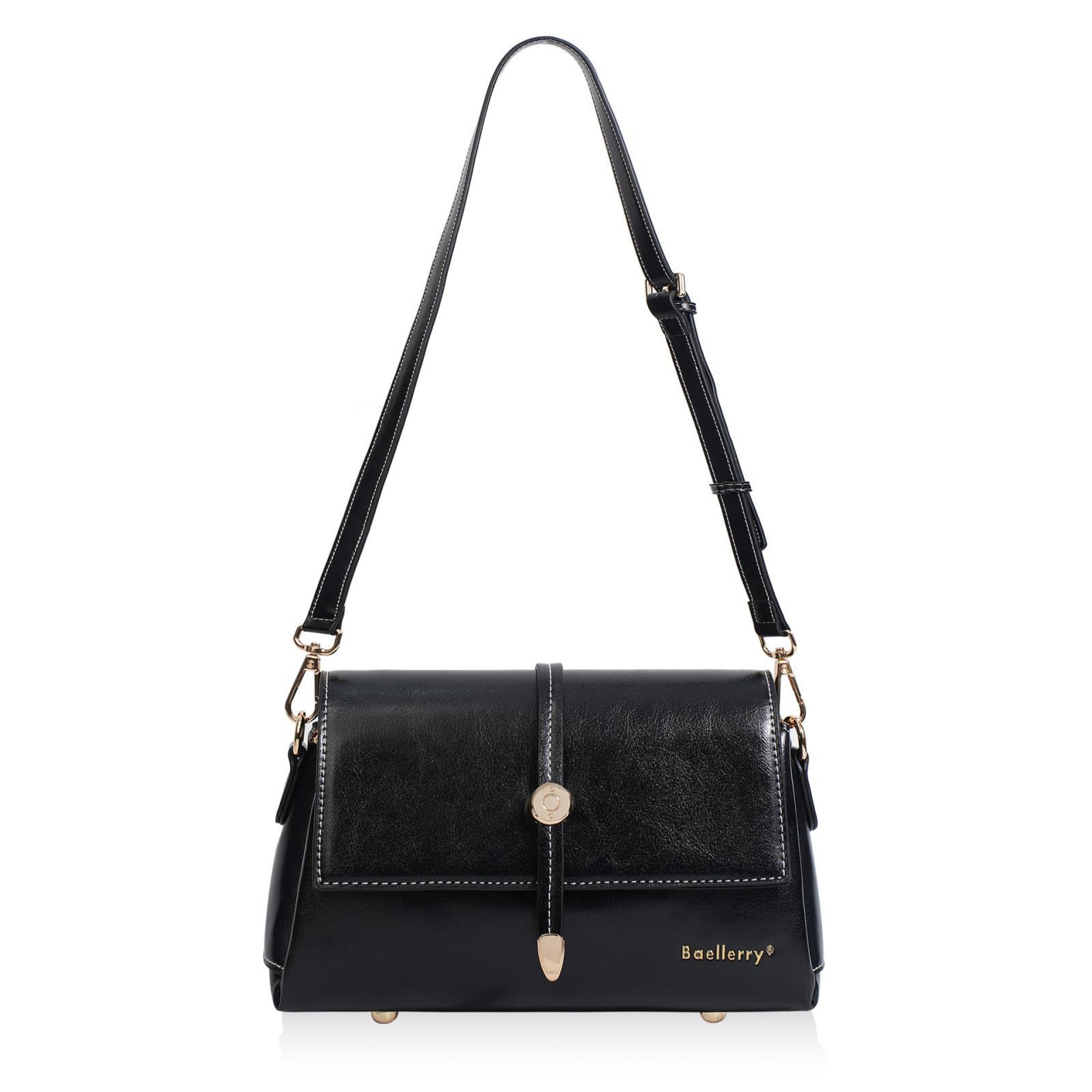 Vintage Waxed Leather Crossbody Bag Womens Small Shoulder Purse with Metal Buckle – view 9