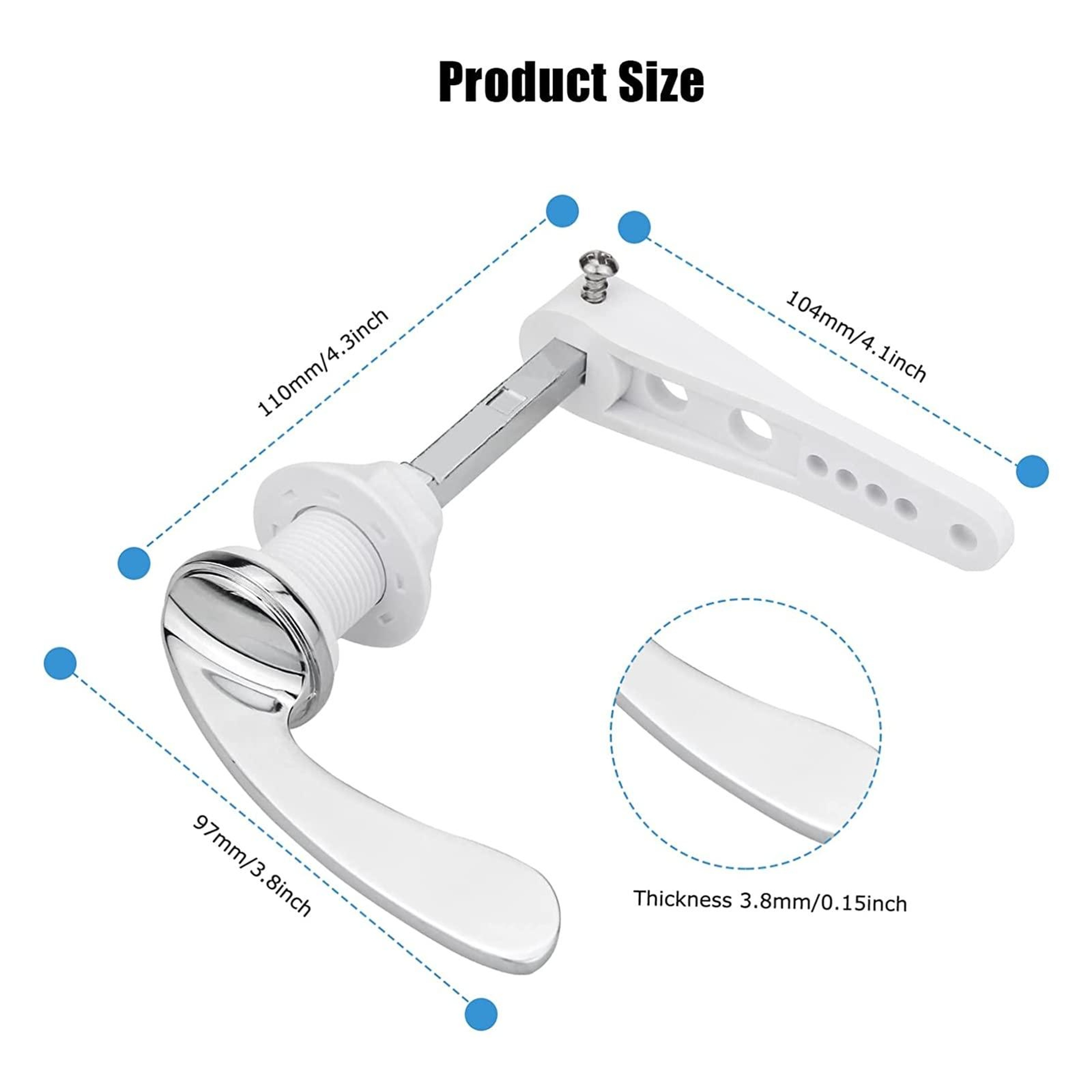 Universal Zinc Alloy Toilet Flush Handle Replacement with Chain for Smooth Reliable Flushing – view 3
