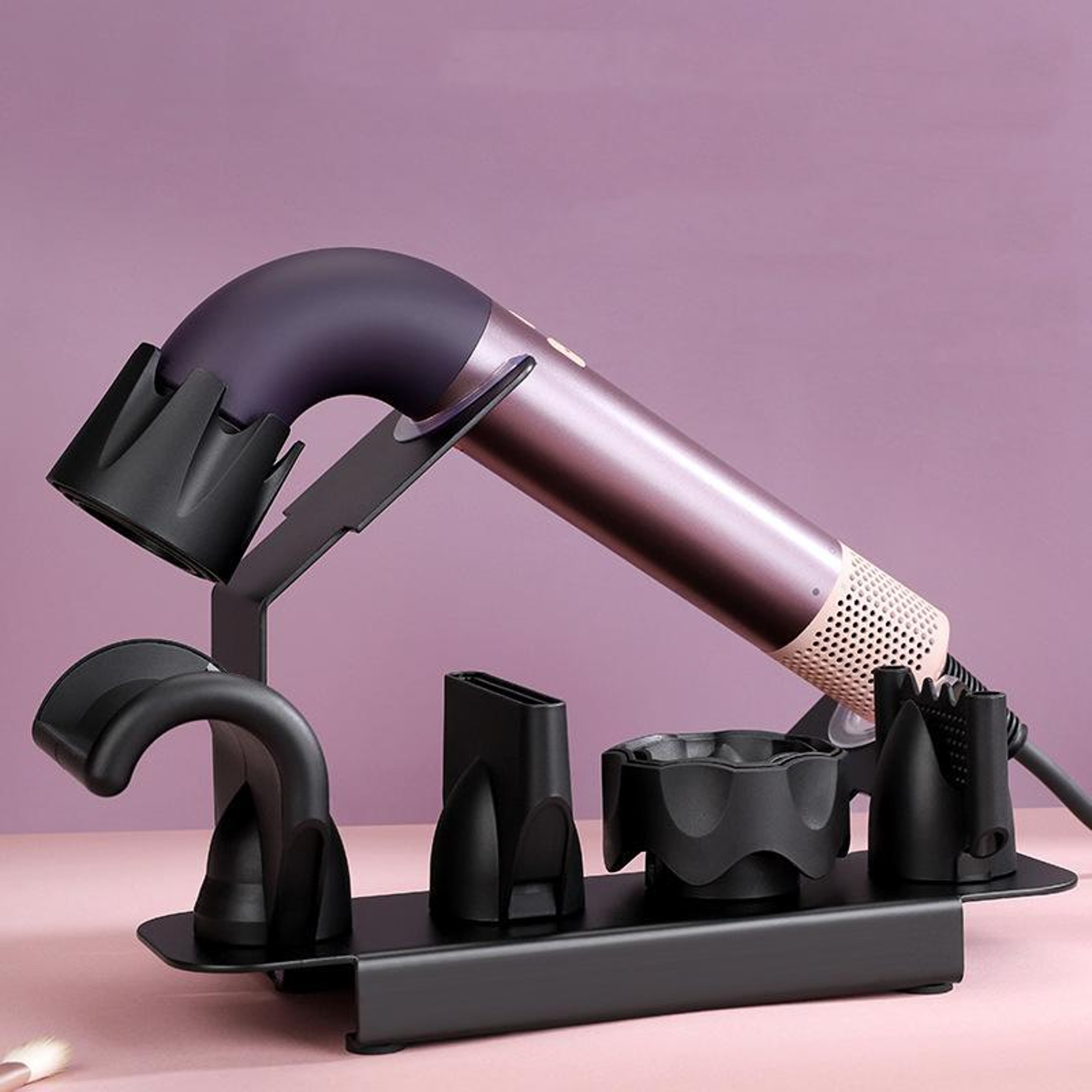 Hair Dryer Stand With Magnetic Nozzle Storage Holder For Attachments 0