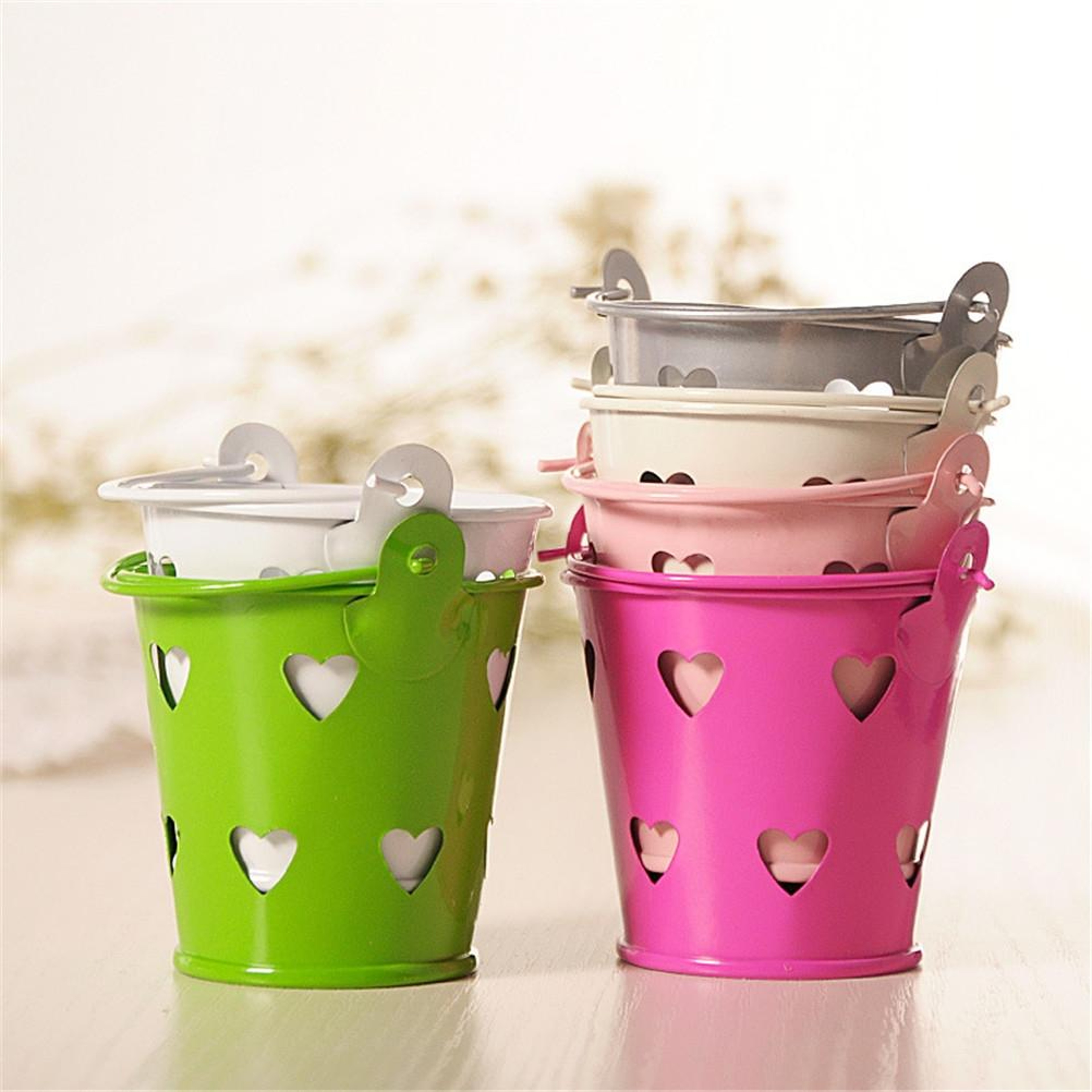 Heart Bloom Mini Metal Pencil Holder Cute Desktop Organizer Cup 1