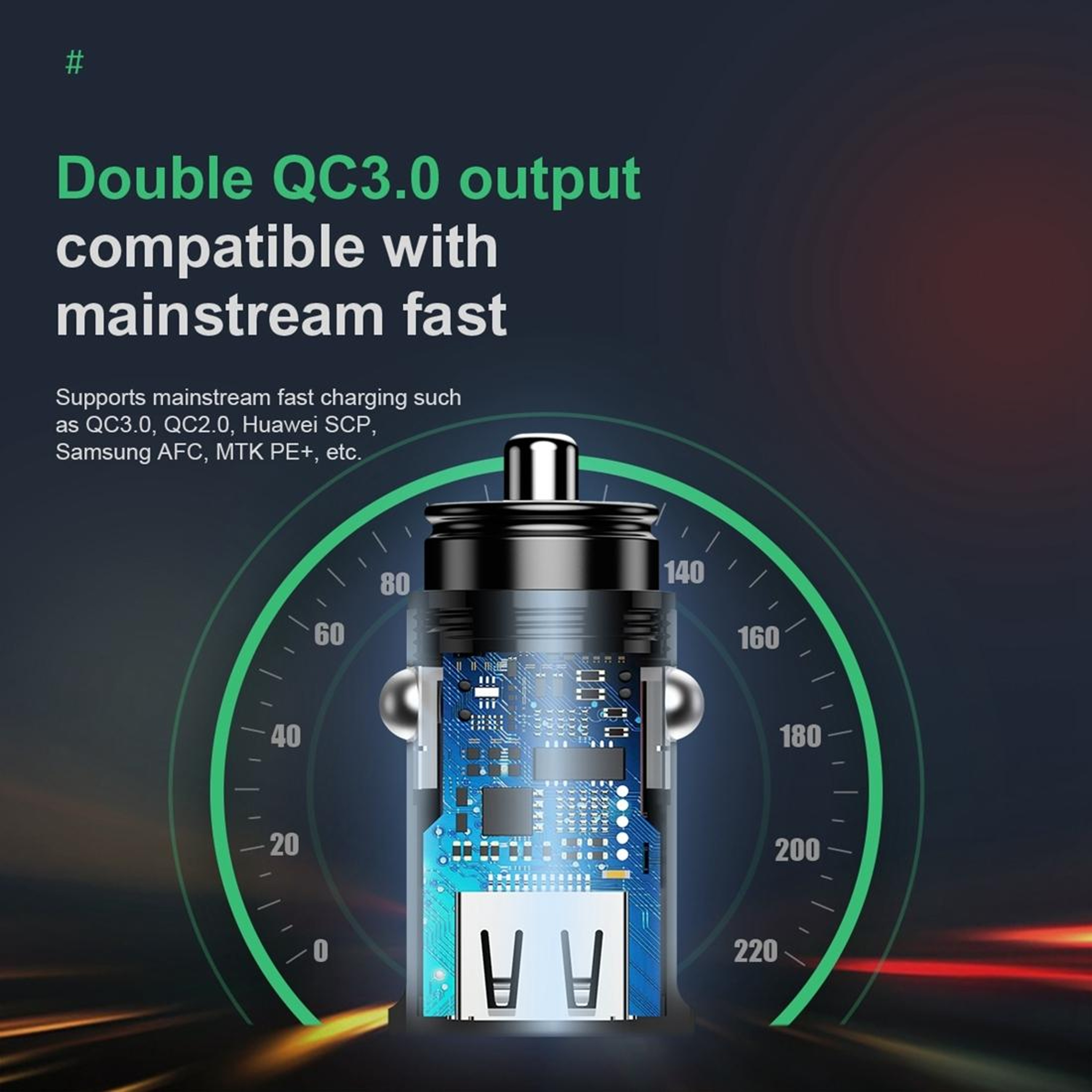 Baseus Dual USB Fast Car Charger With QC30 Smart Charging 3