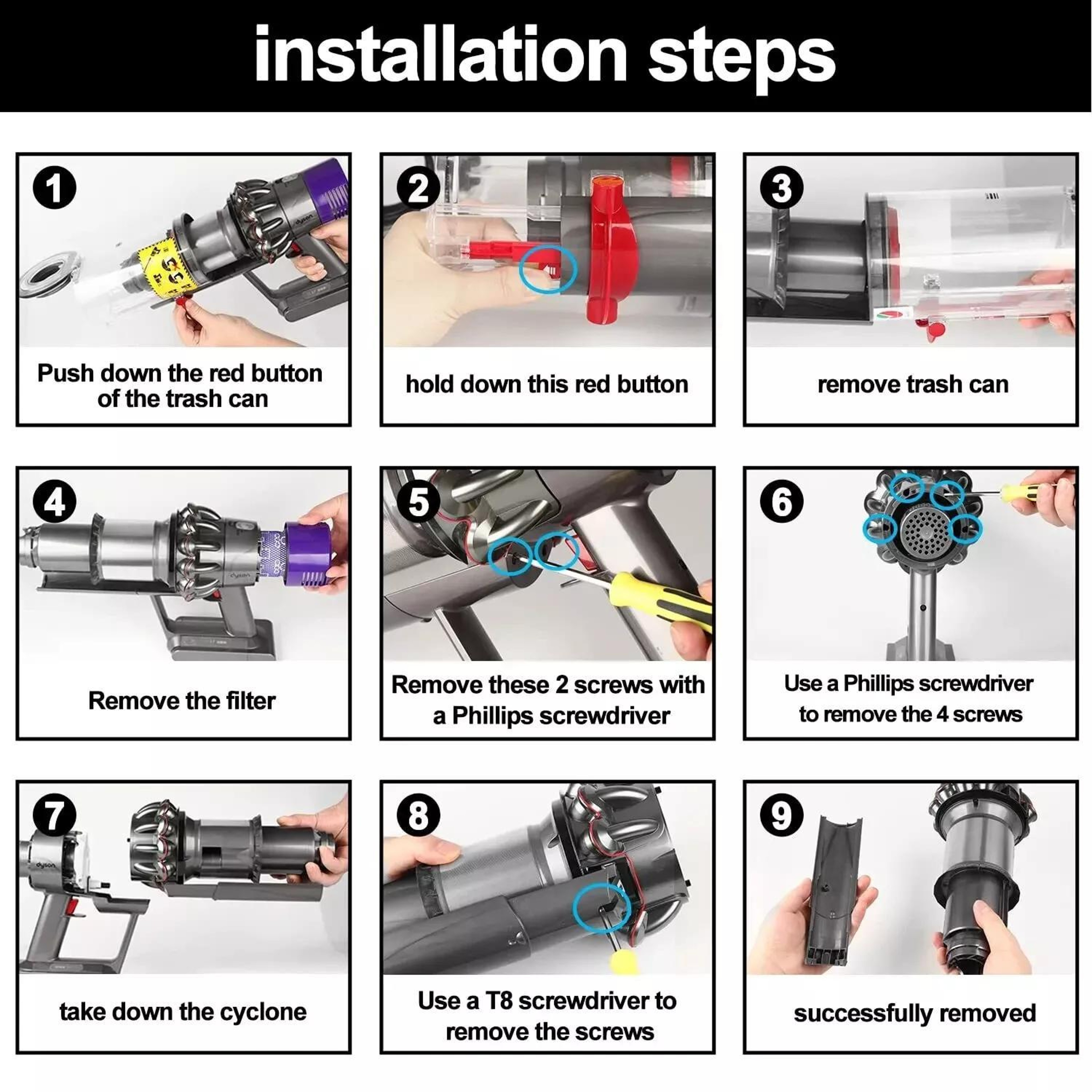 Dyson V10 V11 V15 Cyclone Baffle Bin Runner Replacement Part for Smooth Dust Bin Operation – view 6