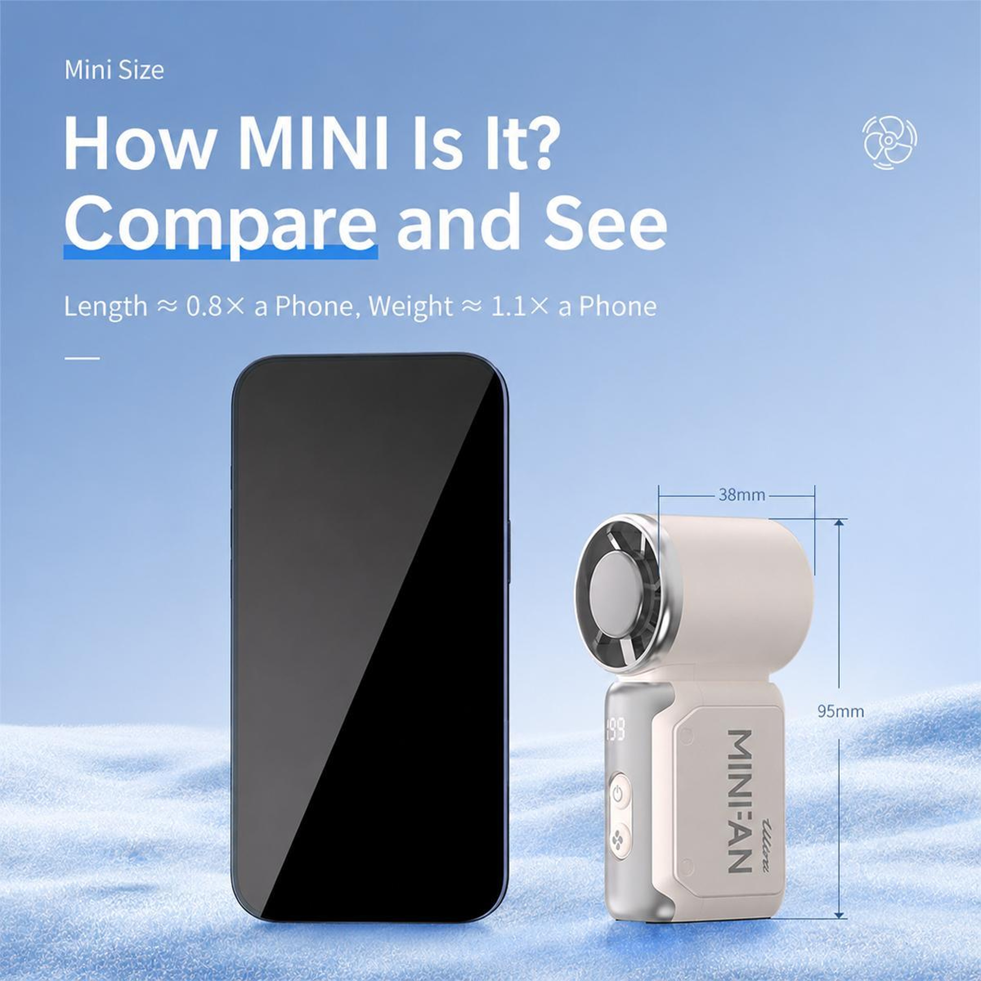 Portable Cooling Fan with Digital Display High Speed Rechargeable Handheld Fan – view 13