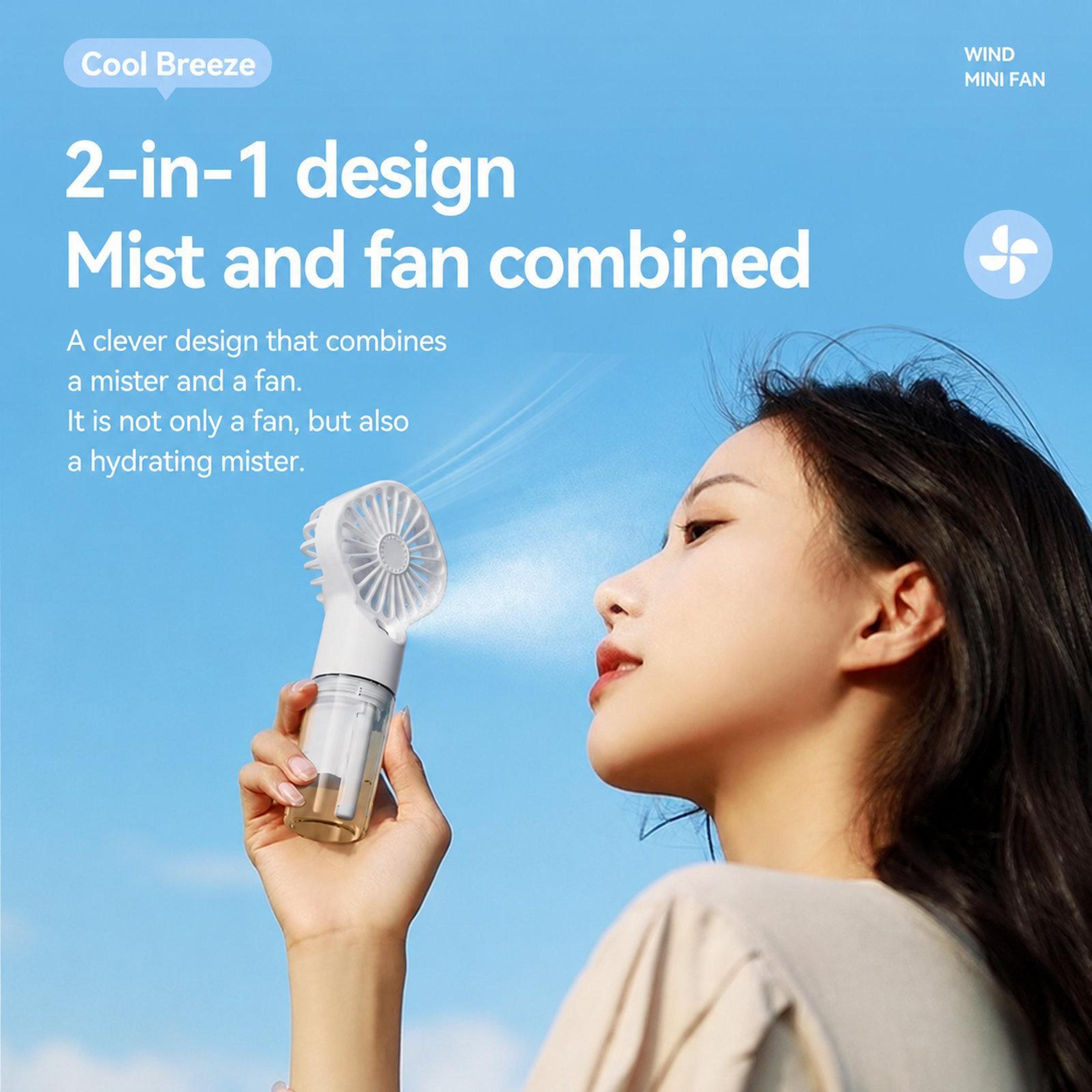 Portable Handheld Misting Fan USB Rechargeable Personal Cooling Fan with Water Spray and Type C Charging – view 4