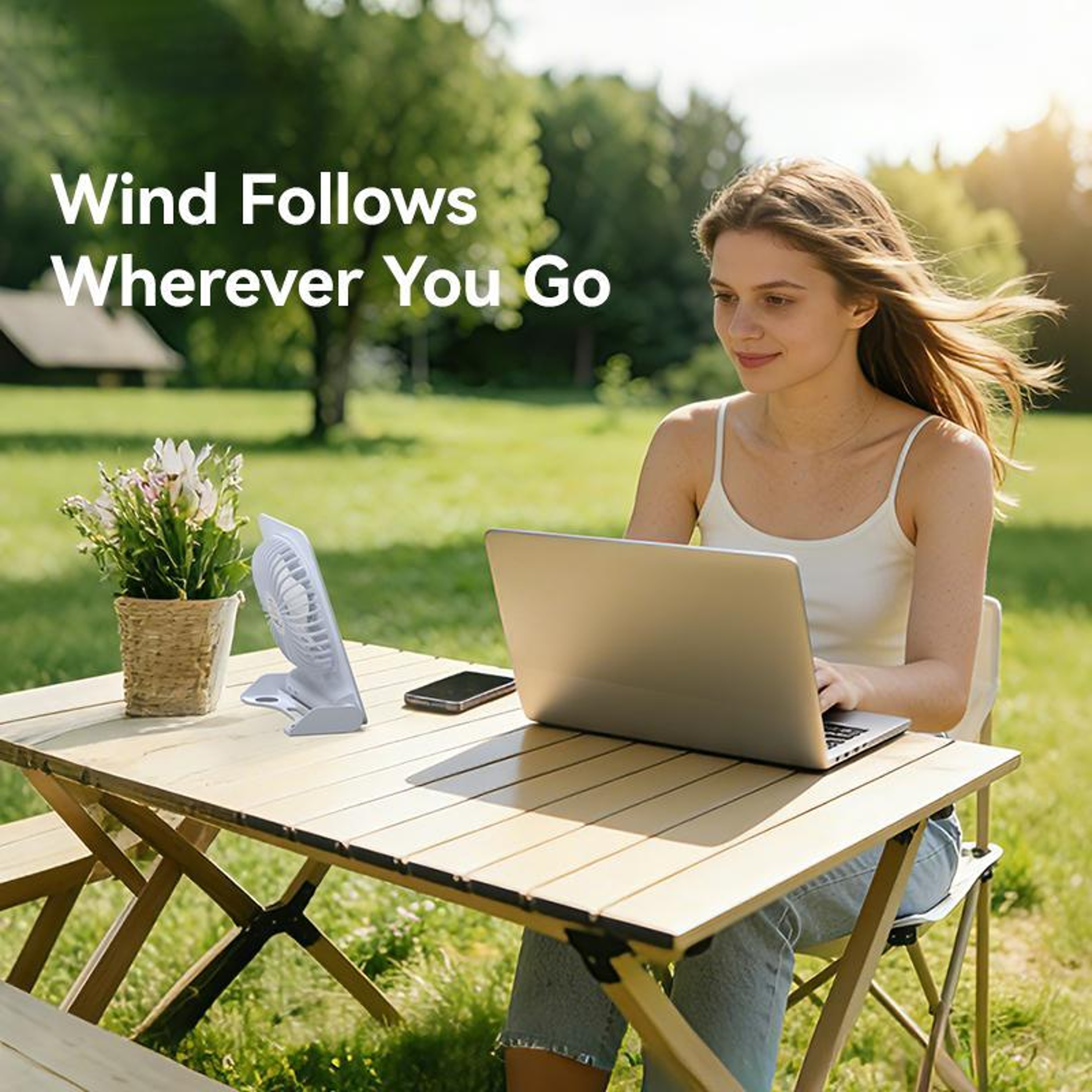 Magnetic Desktop Fan with Digital Display Rechargeable Portable Desk Fan – view 3