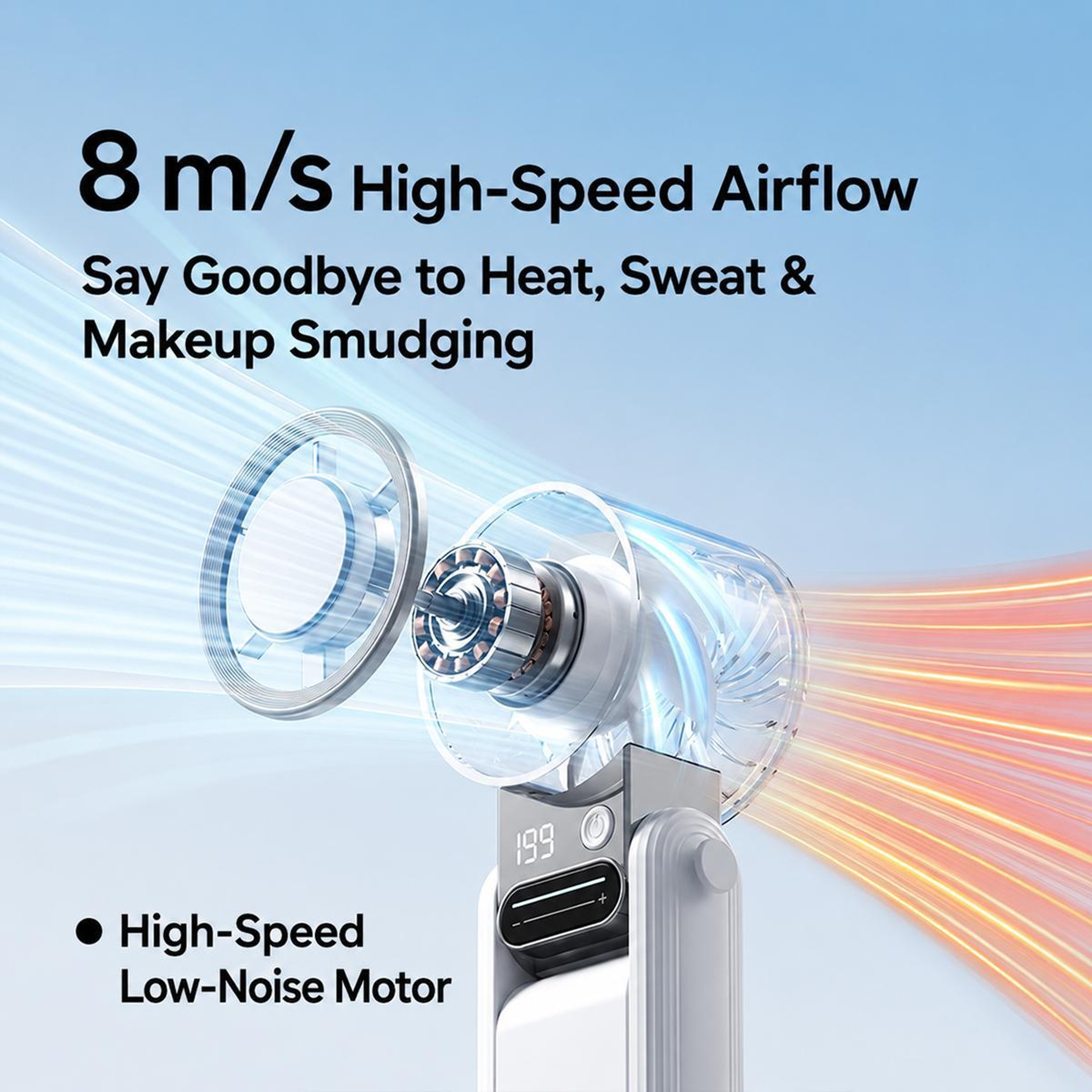 Handheld Cooling Fan with Digital Display 199-Speed Portable Mini Rechargeable Travel Fan – view 7