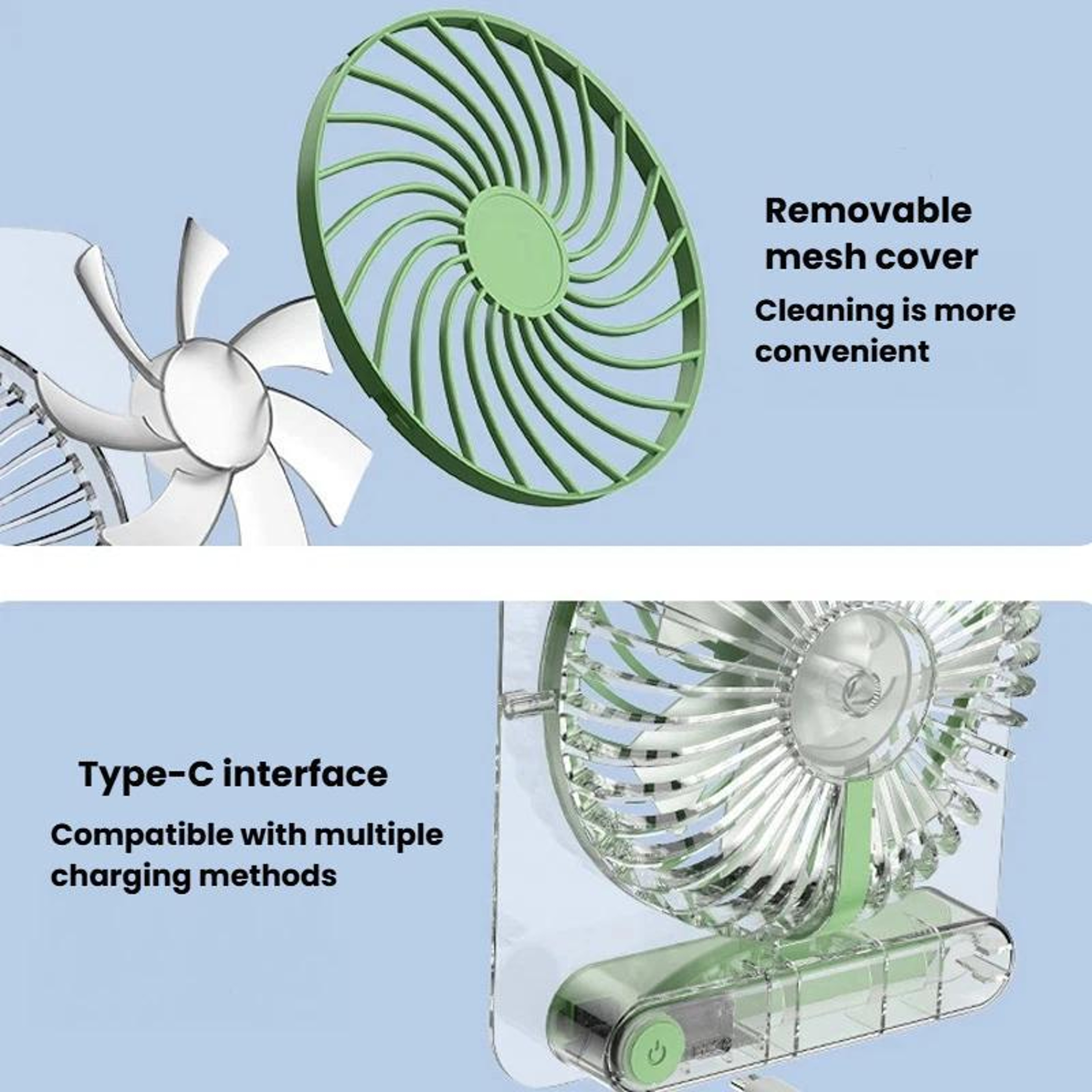 Desk Fan Ultra Thin USB Rechargeable Fan with Digital Display for Office Home & Study – view 4