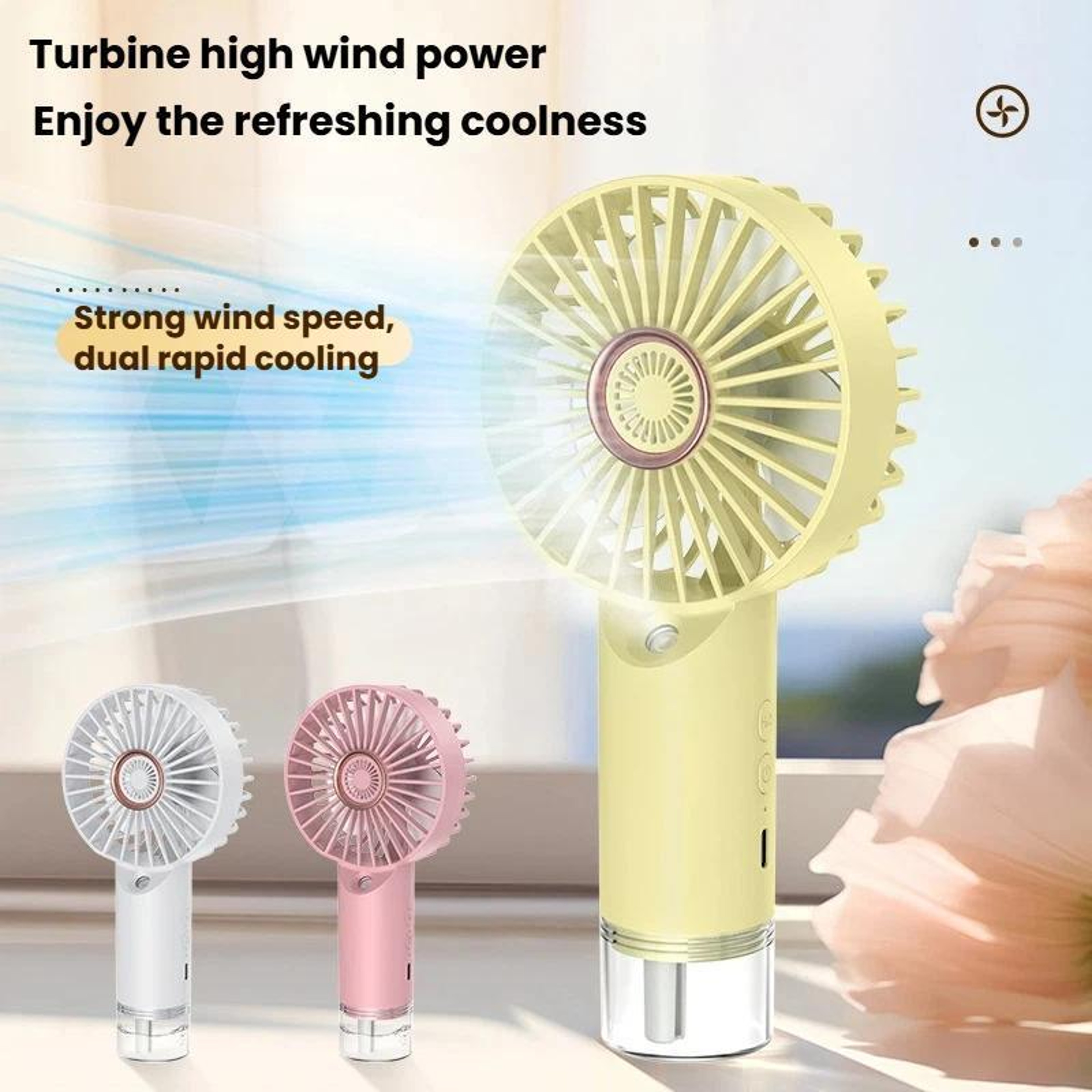 Portable Handheld Fan with Mist Rechargeable Mini Fan for Desk Office and Travel – view 2