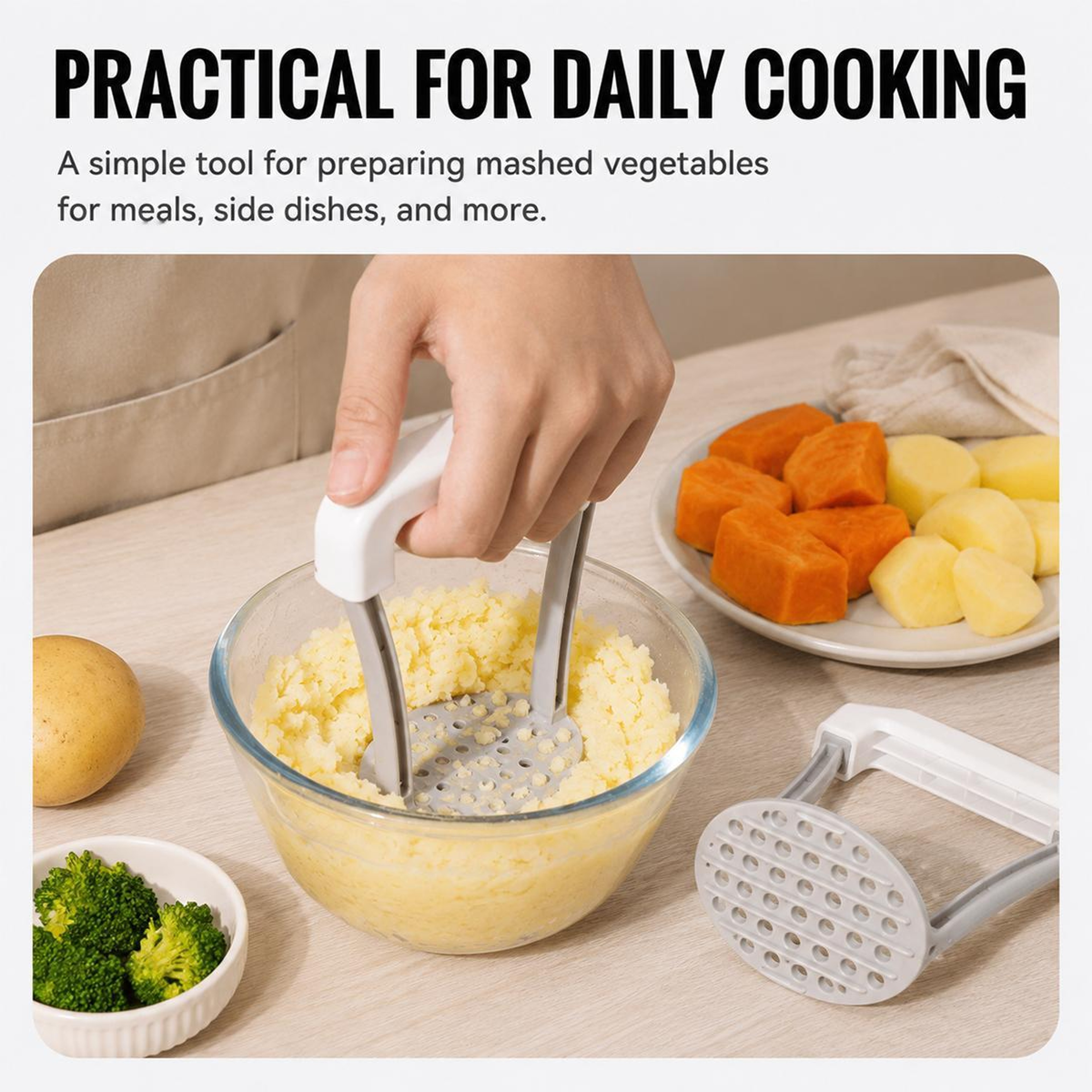 Manual Potato Masher PP Kitchen Masher For Smooth Potatoes And Vegetables 6