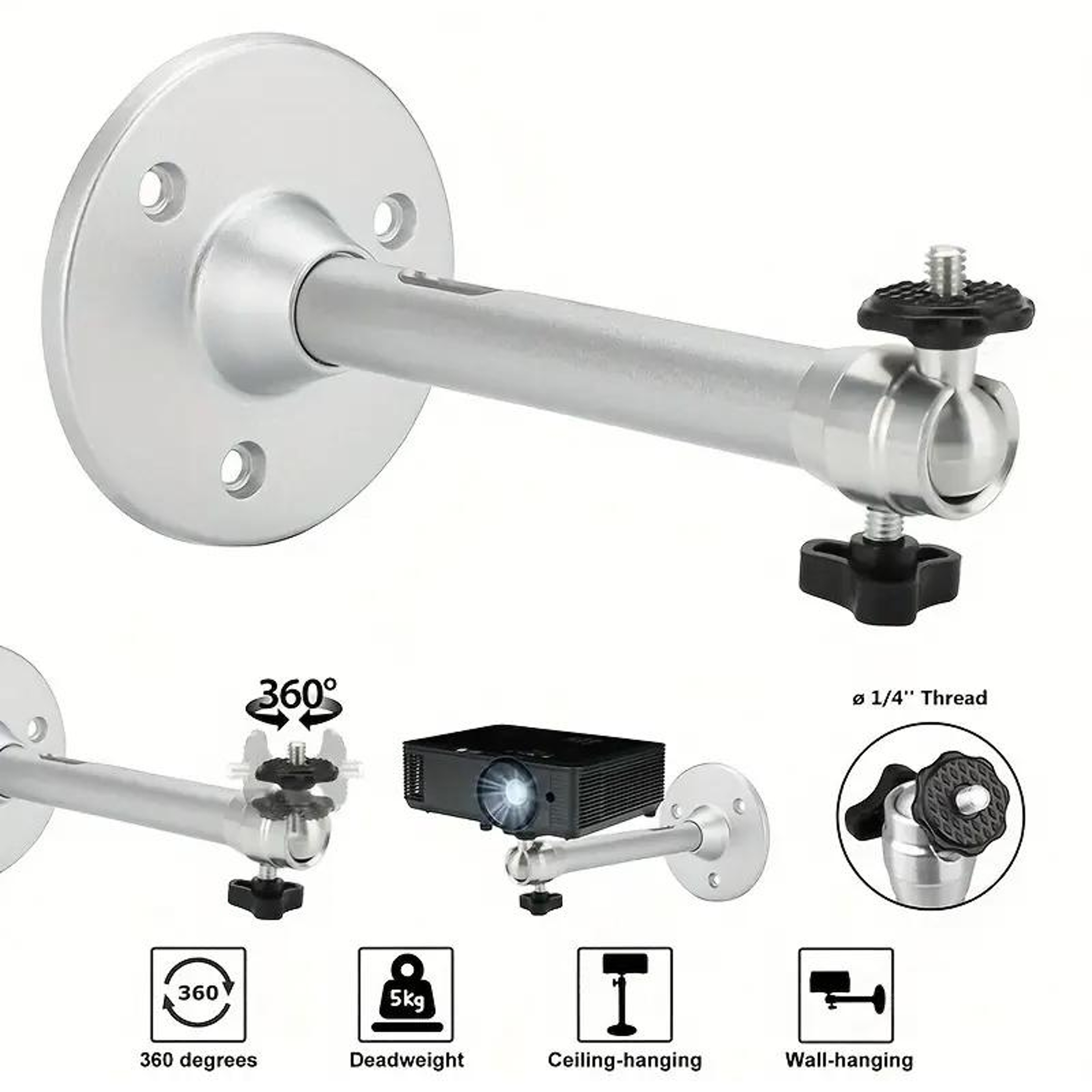 Projector Mount Universal Security Camera Bracket Aluminum Alloy Ceiling Wall Mount – view 2