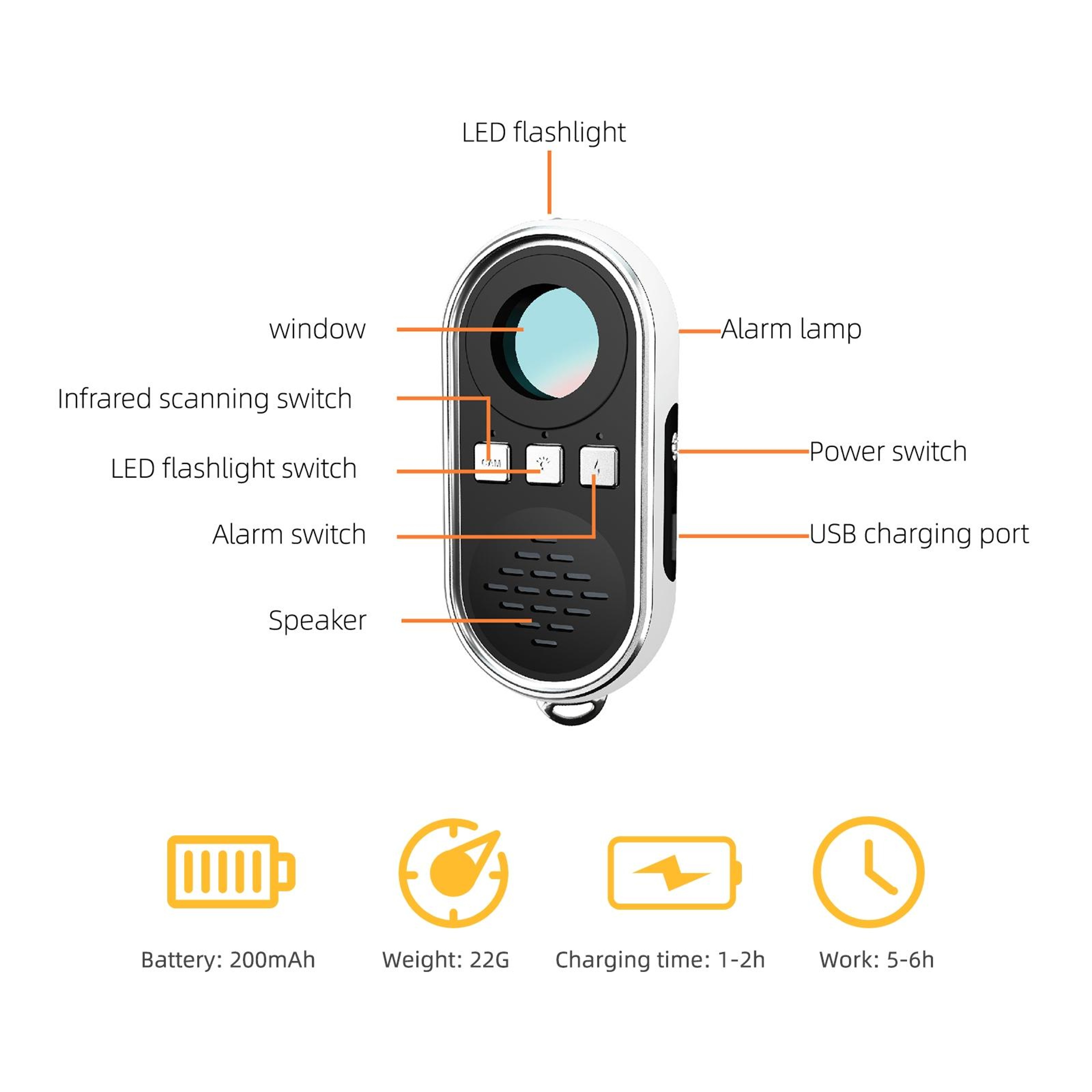 Hidden Camera Detector With LED Flashlight Portable Spy Camera Detector For Travel Privacy Protecti 6