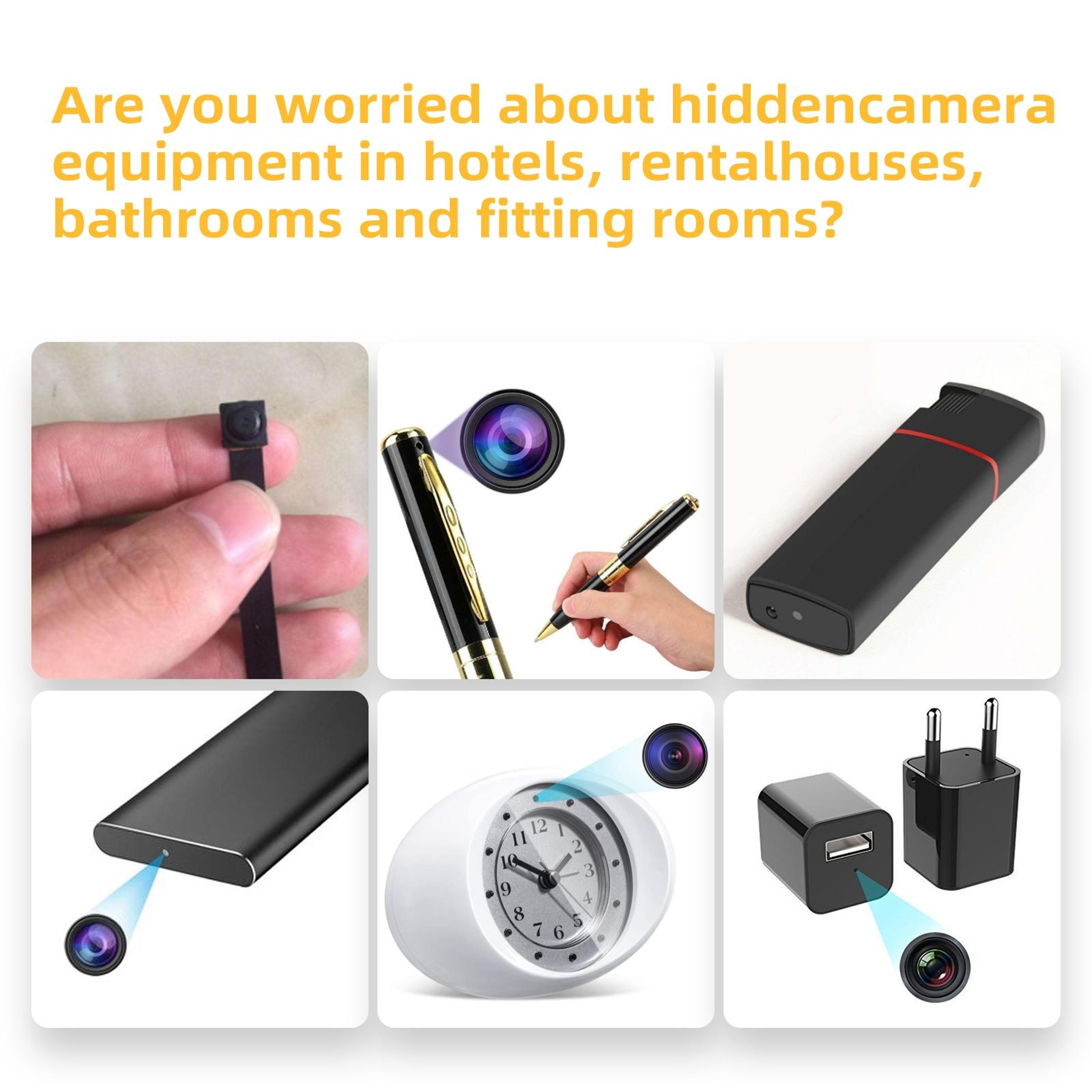 Hidden Camera Detector With LED Flashlight Portable Spy Camera Detector For Travel Privacy Protecti 7