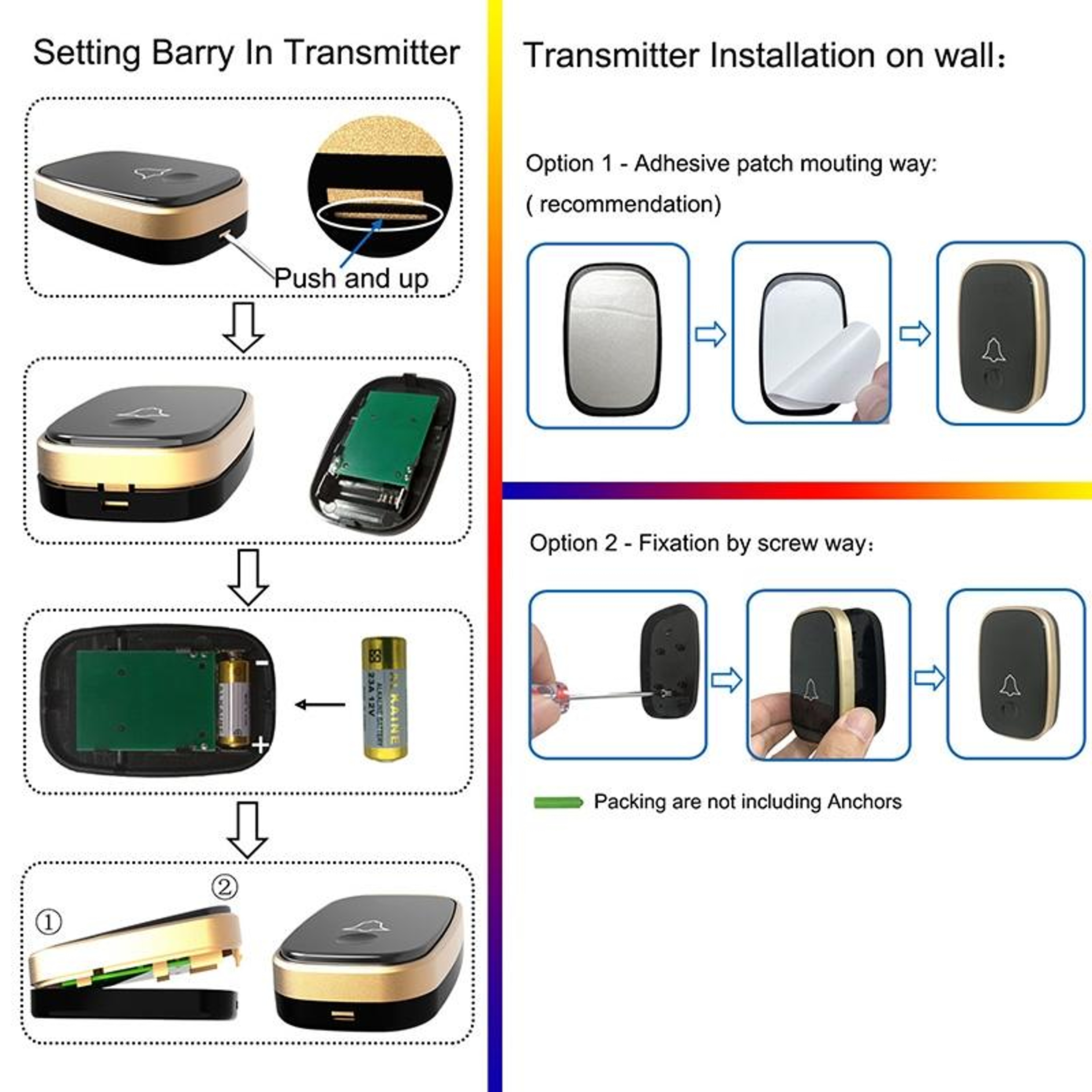 Wireless Doorbell Waterproof Doorbell Long Range Remote Control Doorbell Chime With Melodies US Plu 5