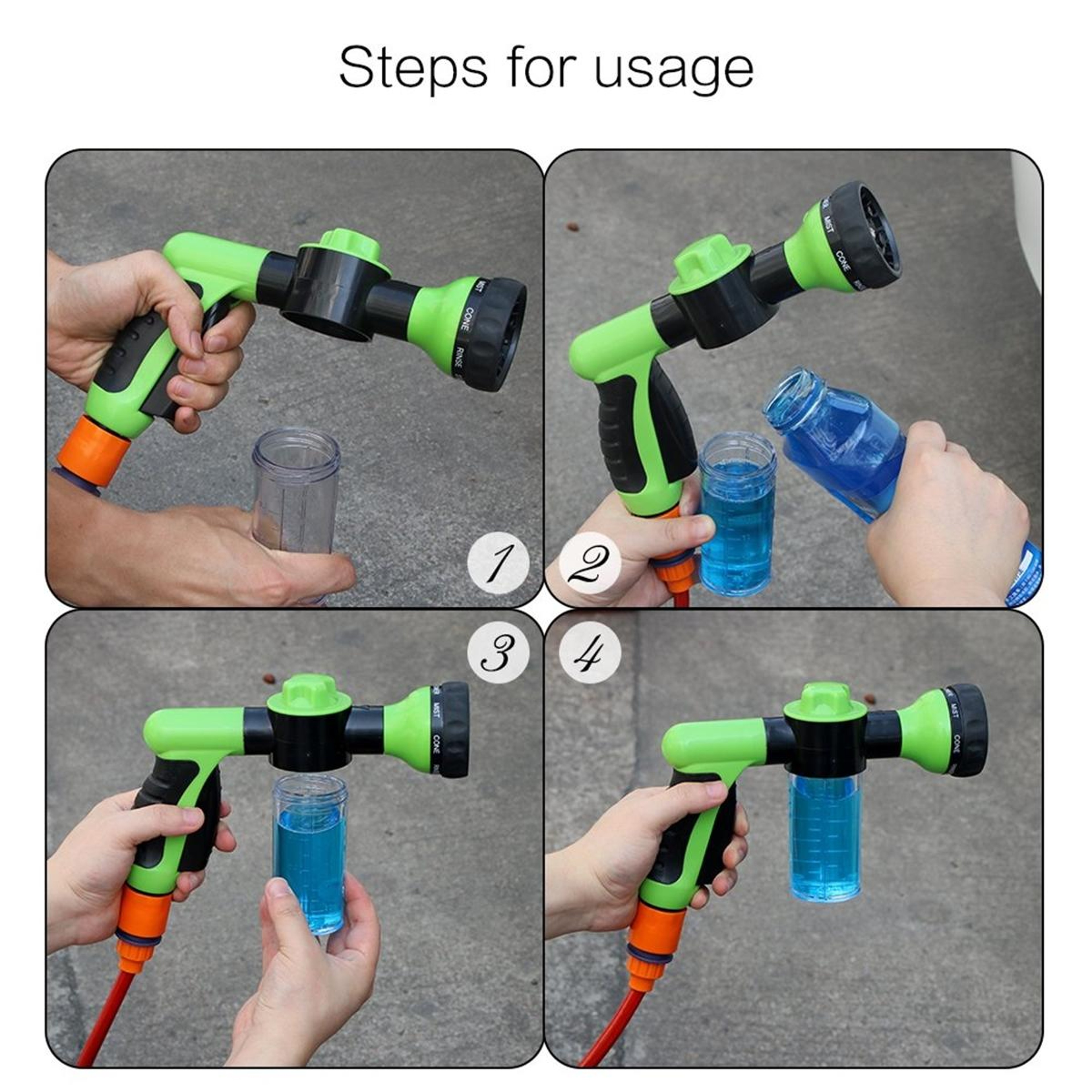 Professional Foam Car Wash Nozzle High Pressure Water Sprayer With Spray Modes 11