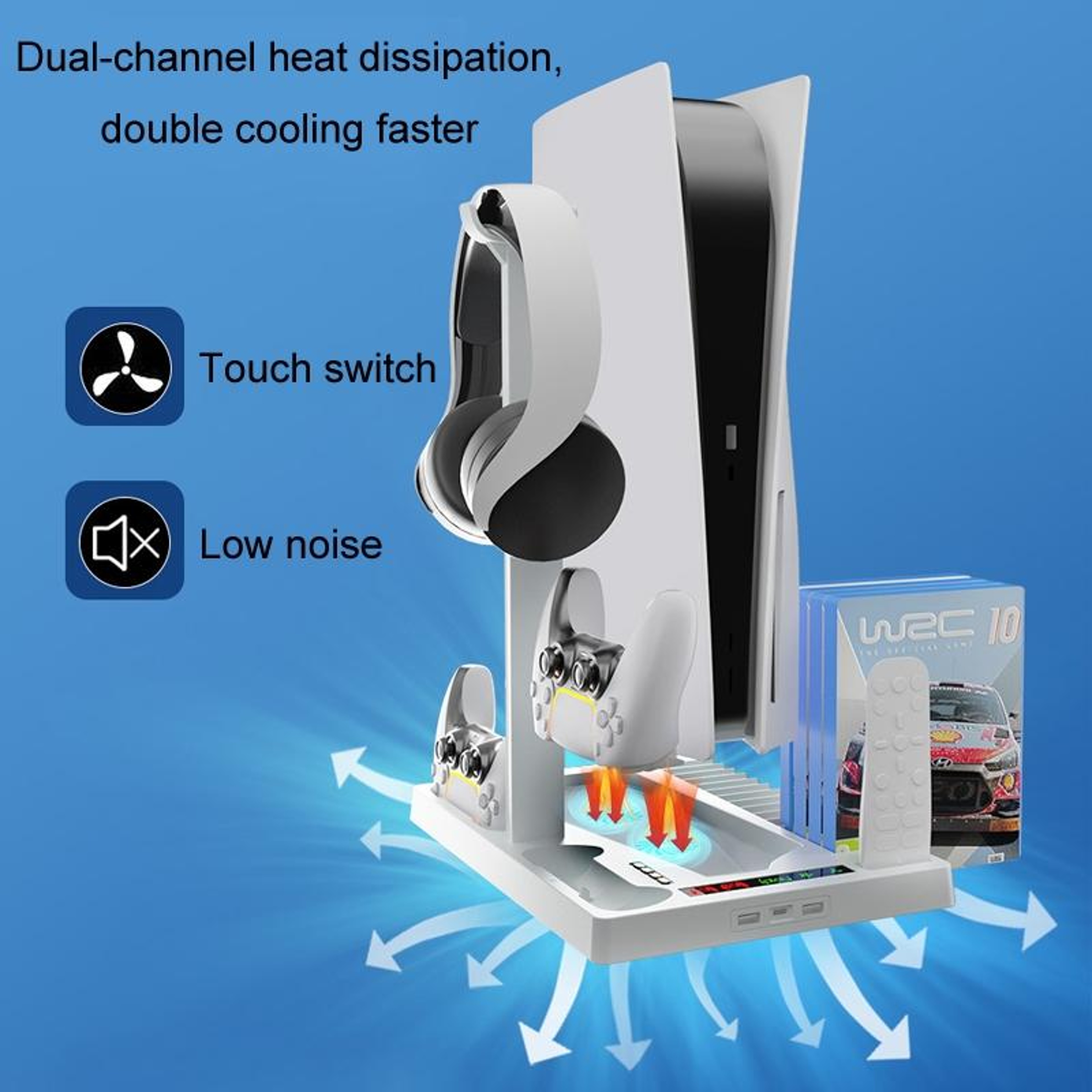 Cooling Handle Charging Base With Disc Storage Rack And Controller Charger 3