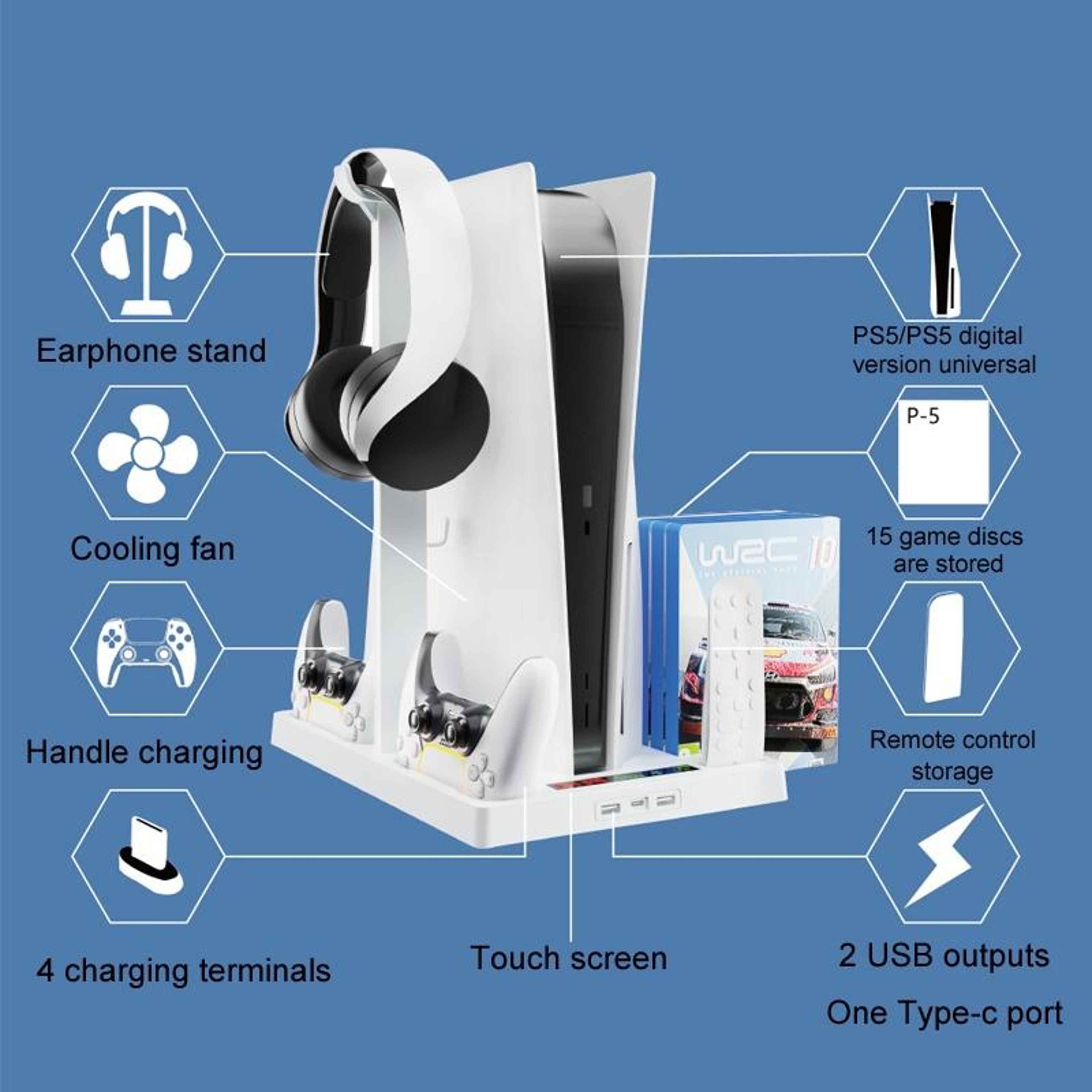 Cooling Handle Charging Base With Disc Storage Rack And Controller Charger 5