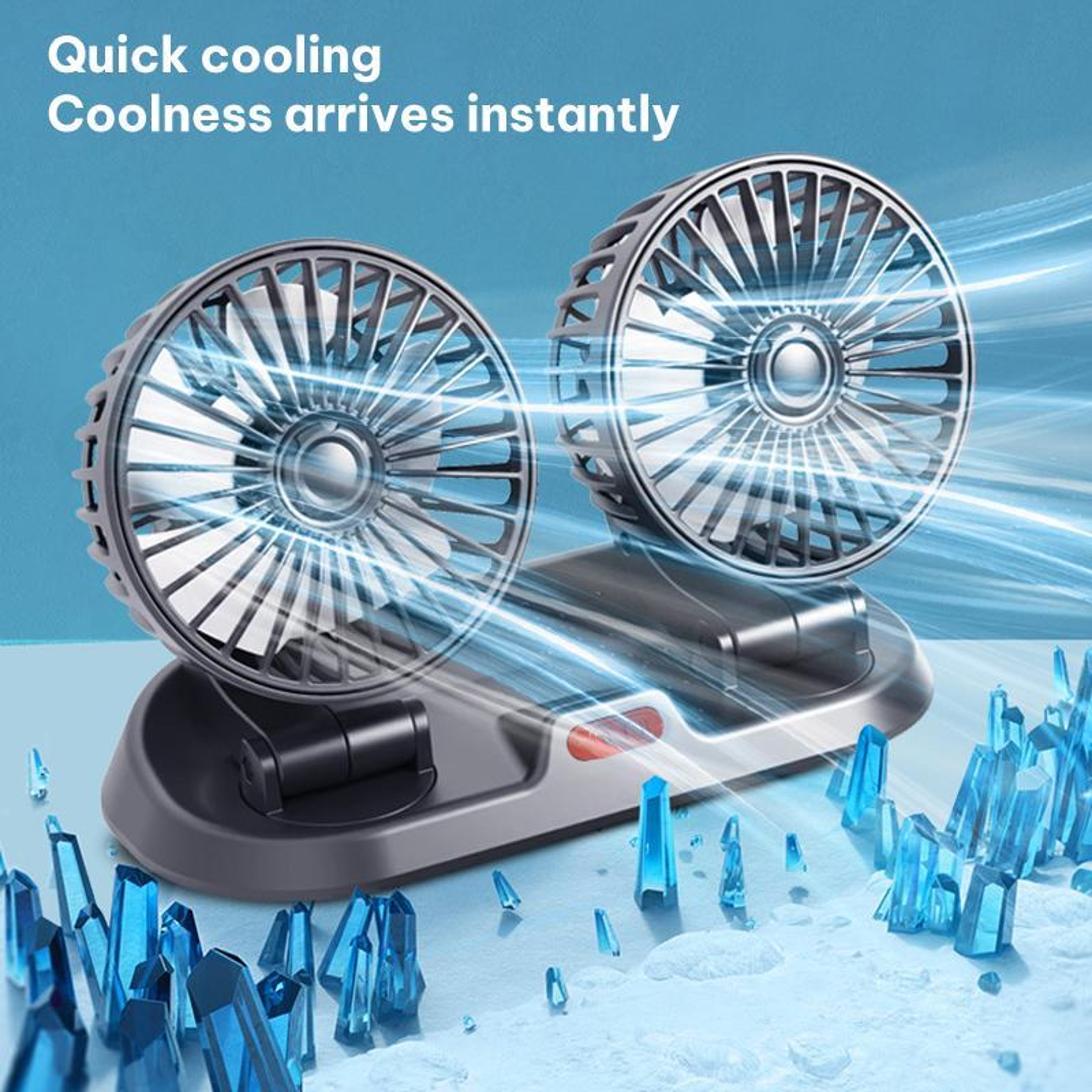 Car Cooling Fan 12V Dual Head Car Fan With Foldable Adjustable Dashboard Design 7