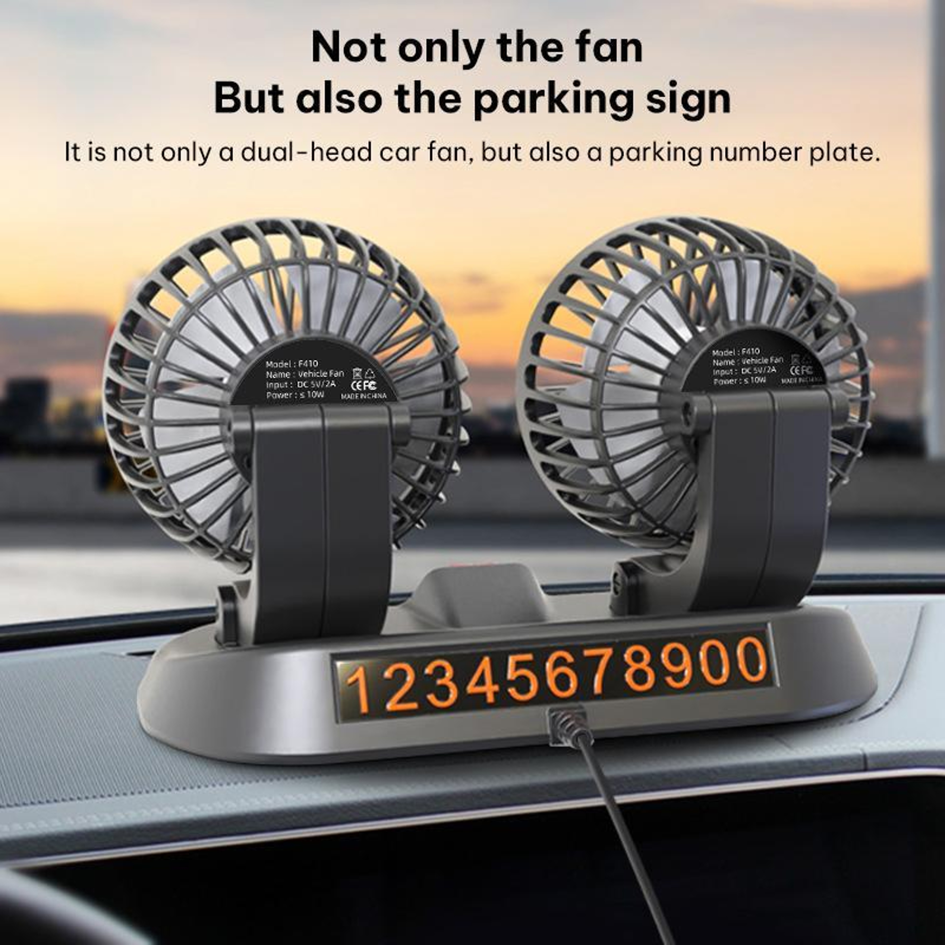 Car Cooling Fan 12V Dual Head Car Fan With Foldable Adjustable Dashboard Design 9