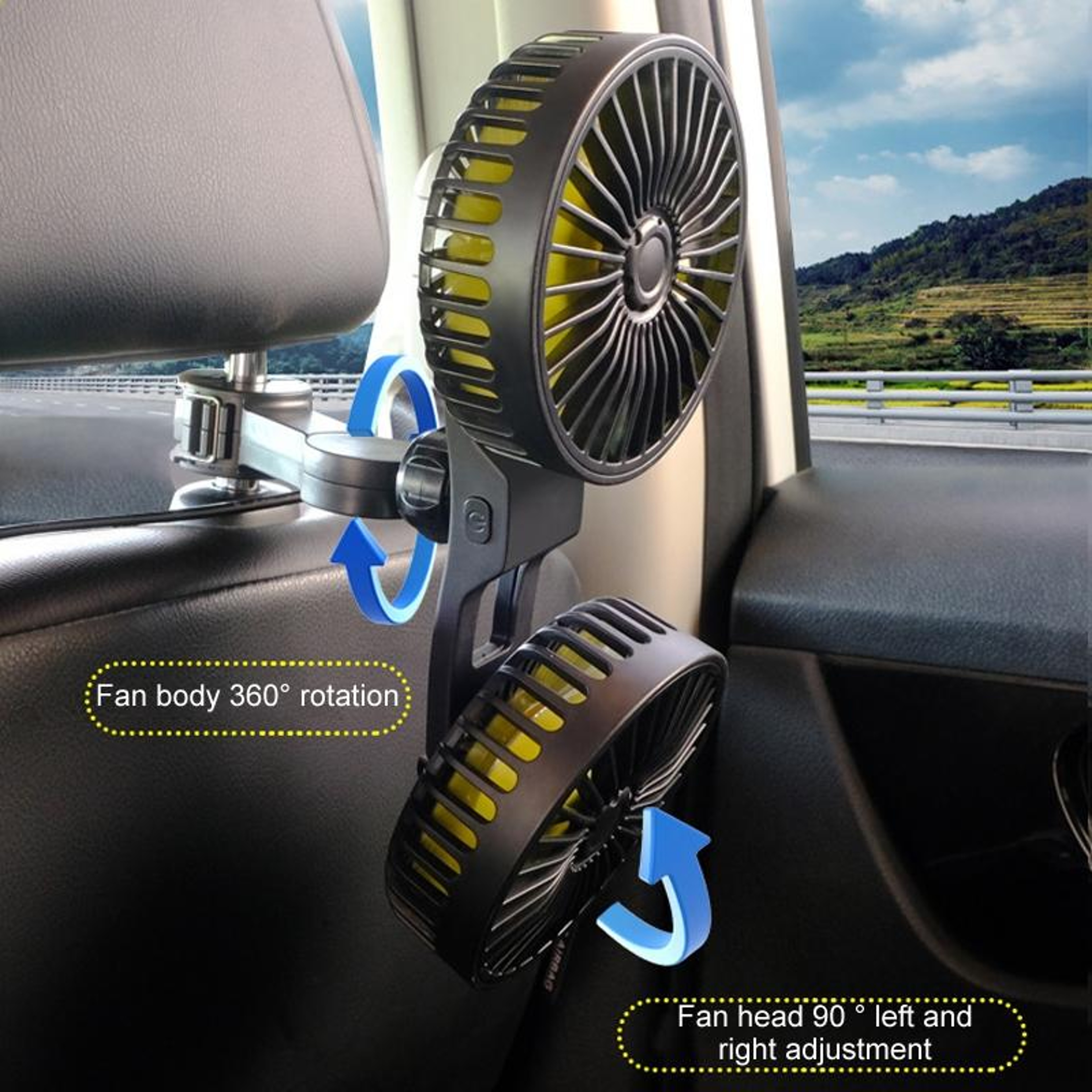 Car Cooling Fan USB Dual Head Car Fan for Rear Seat Vehicle Cooling – view 7