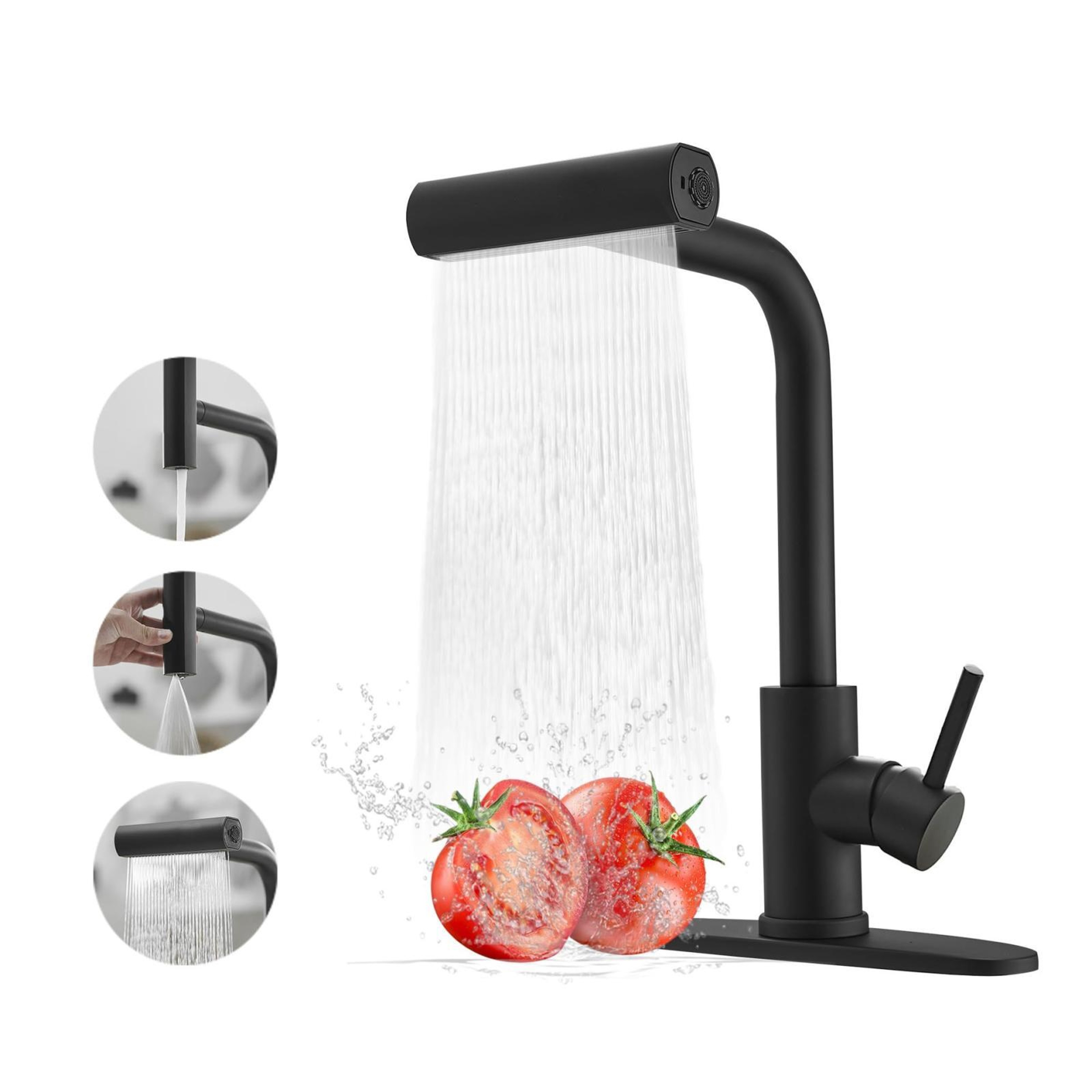 Pull Out Waterfall Kitchen Faucet With Spray Modes Hot And Cold Kitchen Mixer Tap 8