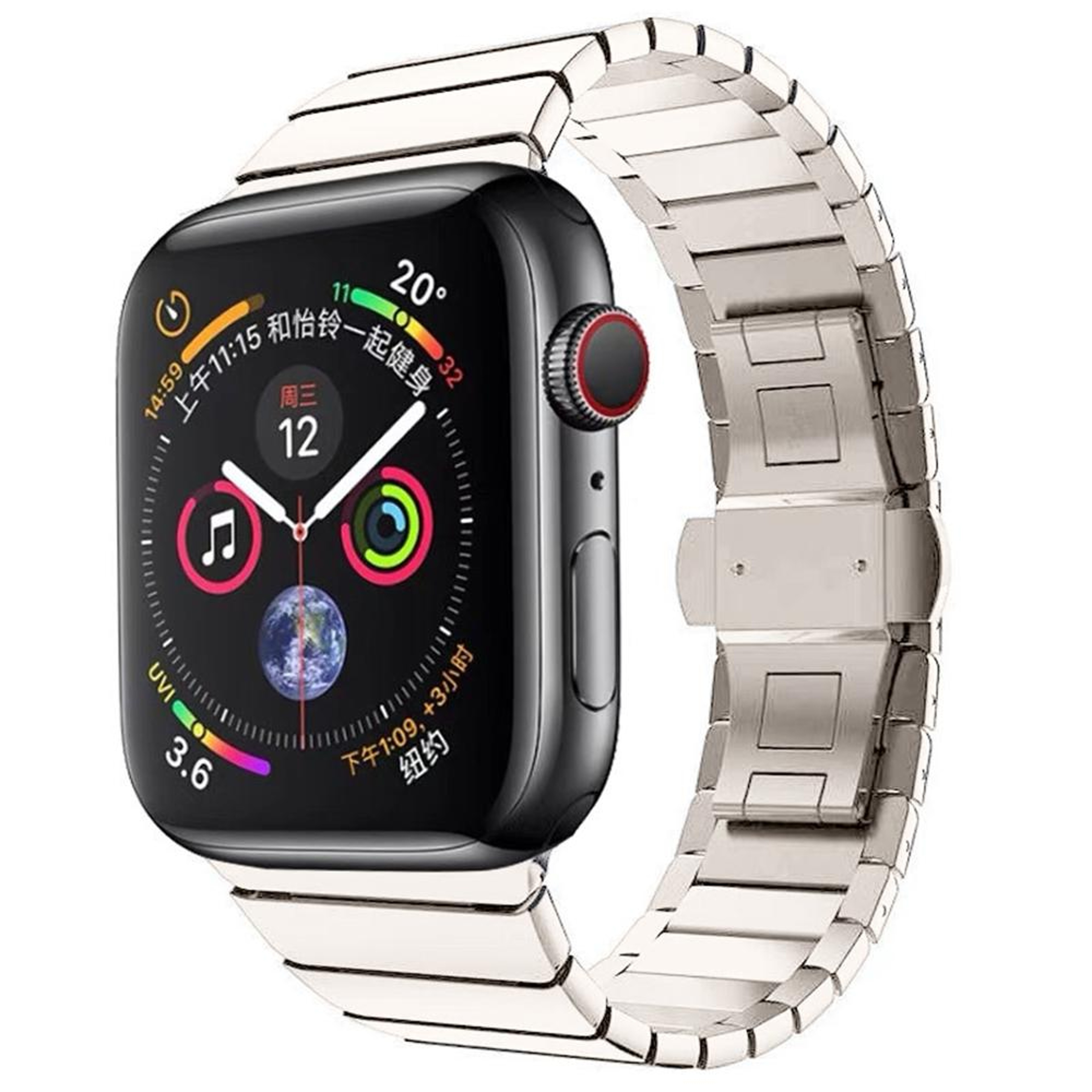Luxury Apple Watch Band Stainless Steel Butterfly Buckle Metal Strap For Apple Watch 5
