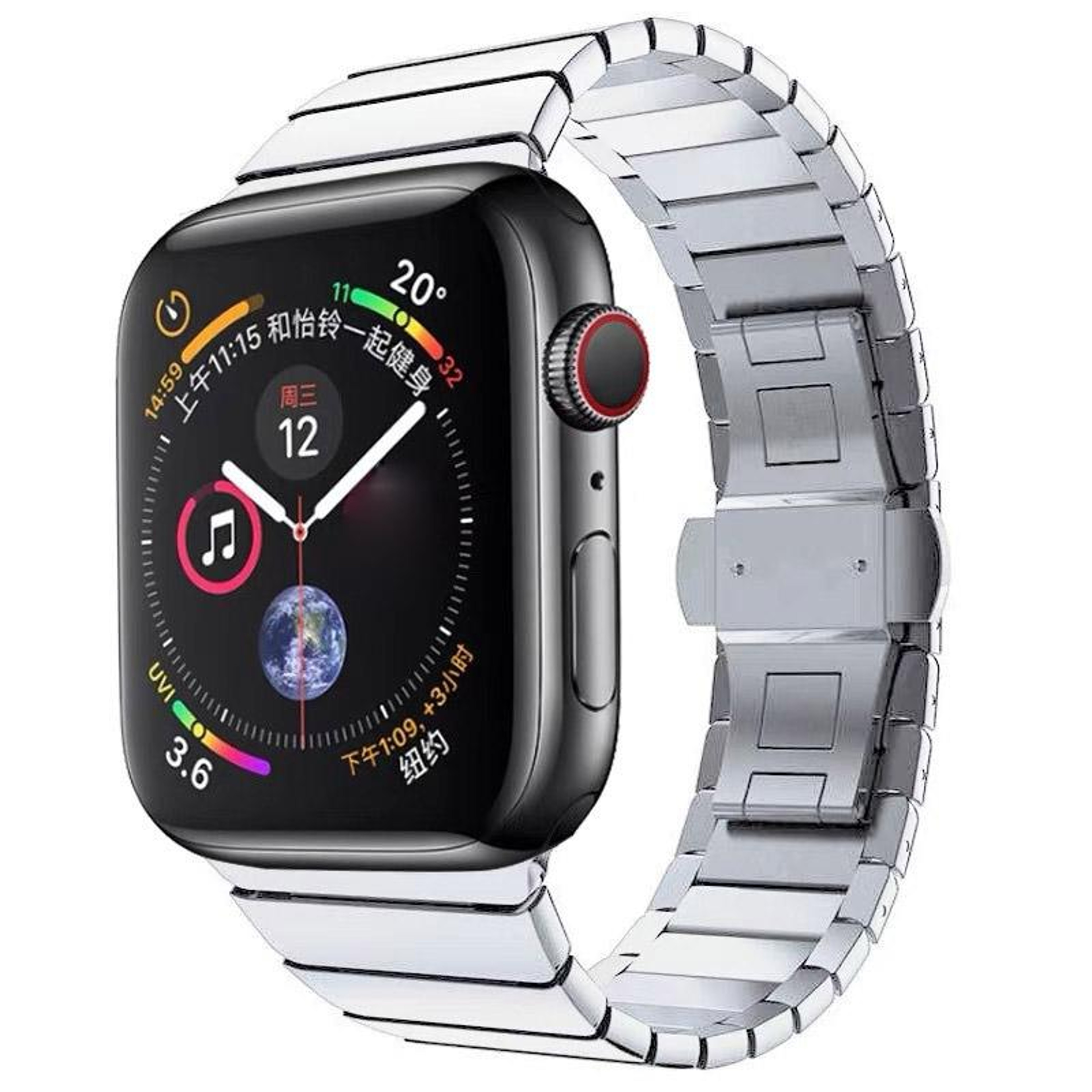 Luxury Apple Watch Band Stainless Steel Butterfly Buckle Metal Strap For Apple Watch 9