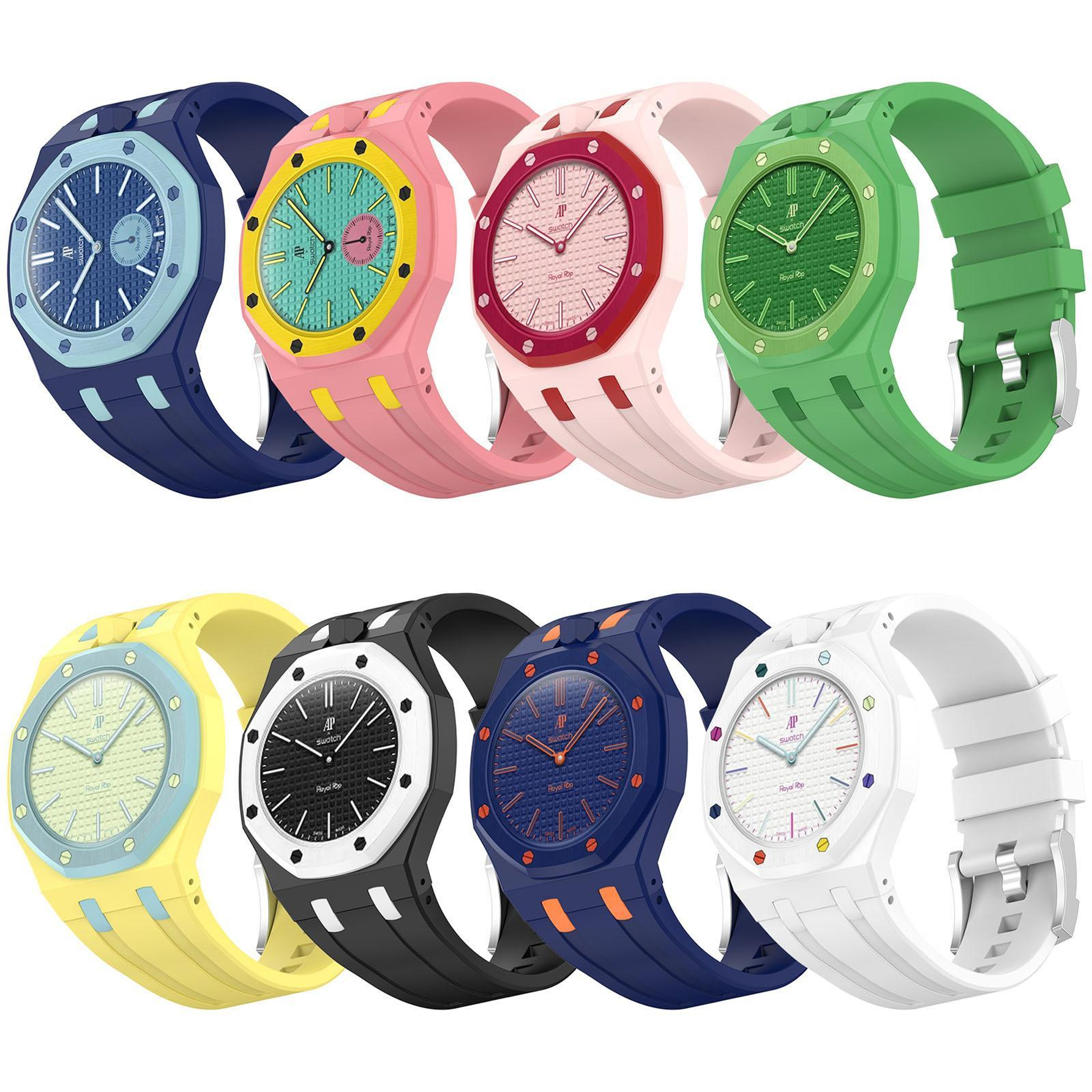 Swatch Royal Pop Silicone Watch Band with Integrated Design and Stainless Steel Pin Buckle – view 6