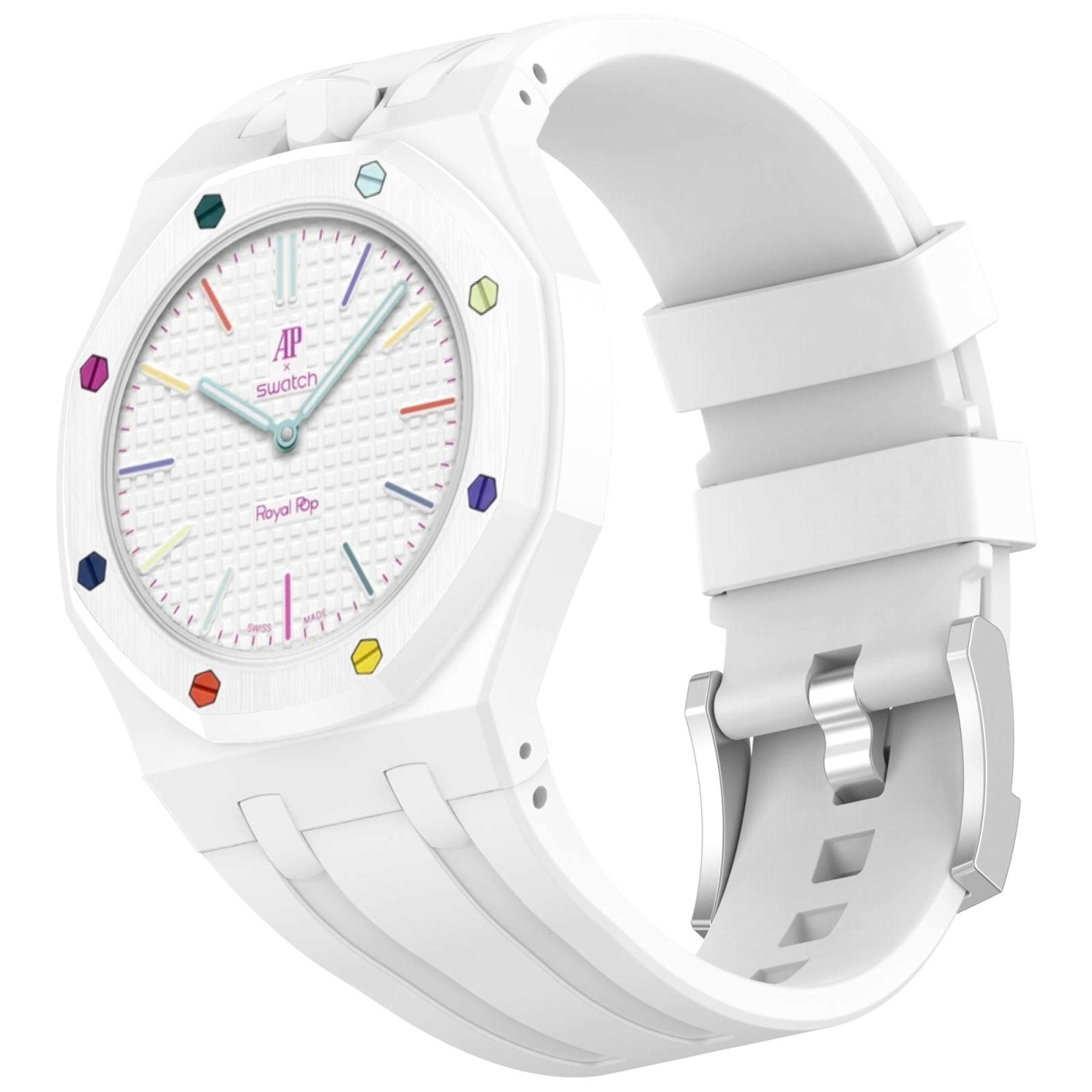 Swatch Royal Pop Silicone Watch Band with Integrated Design and Stainless Steel Pin Buckle – view 17