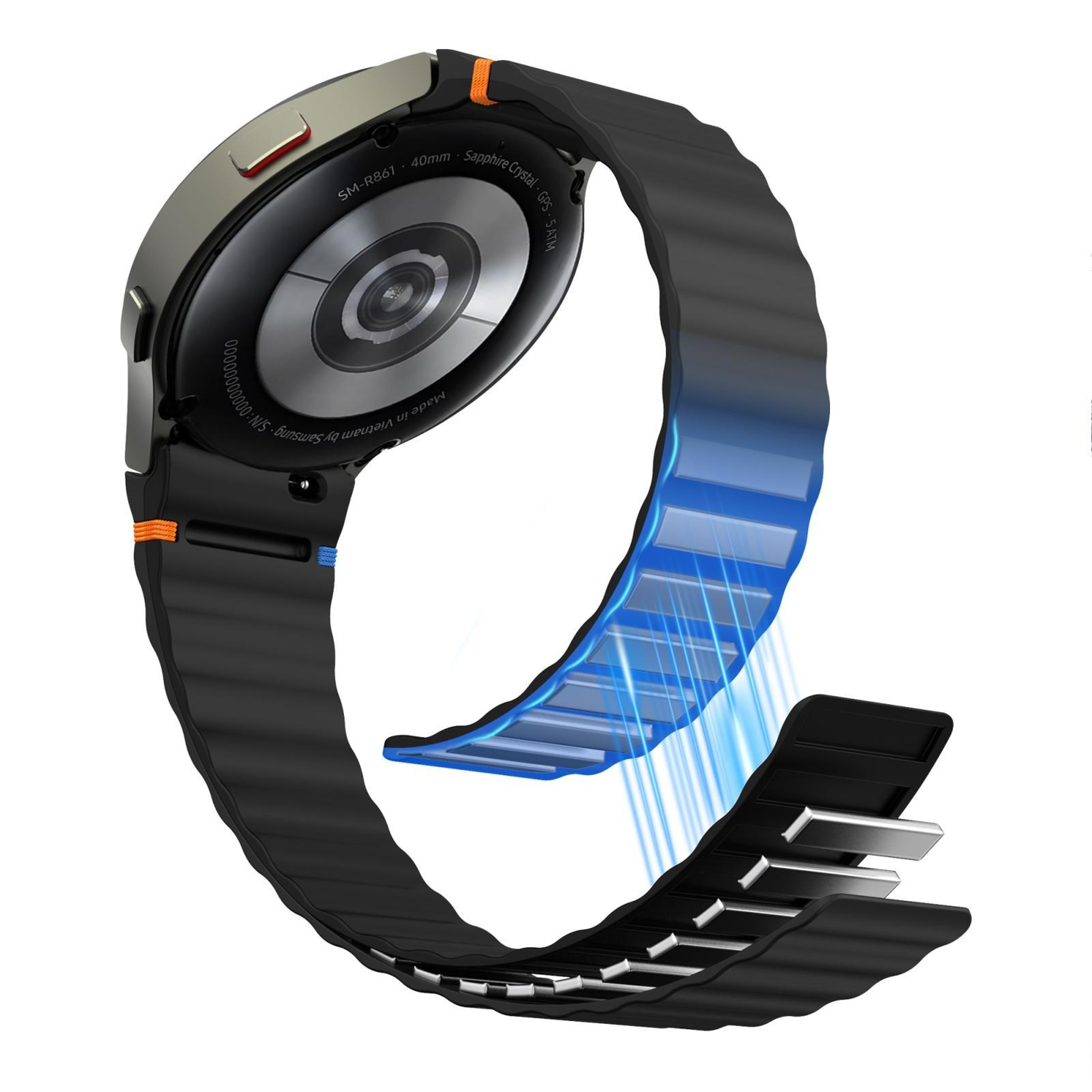Magnetic Silicone Samsung Galaxy Watch Band Wavy Grain Strap for Galaxy Watch – view 6