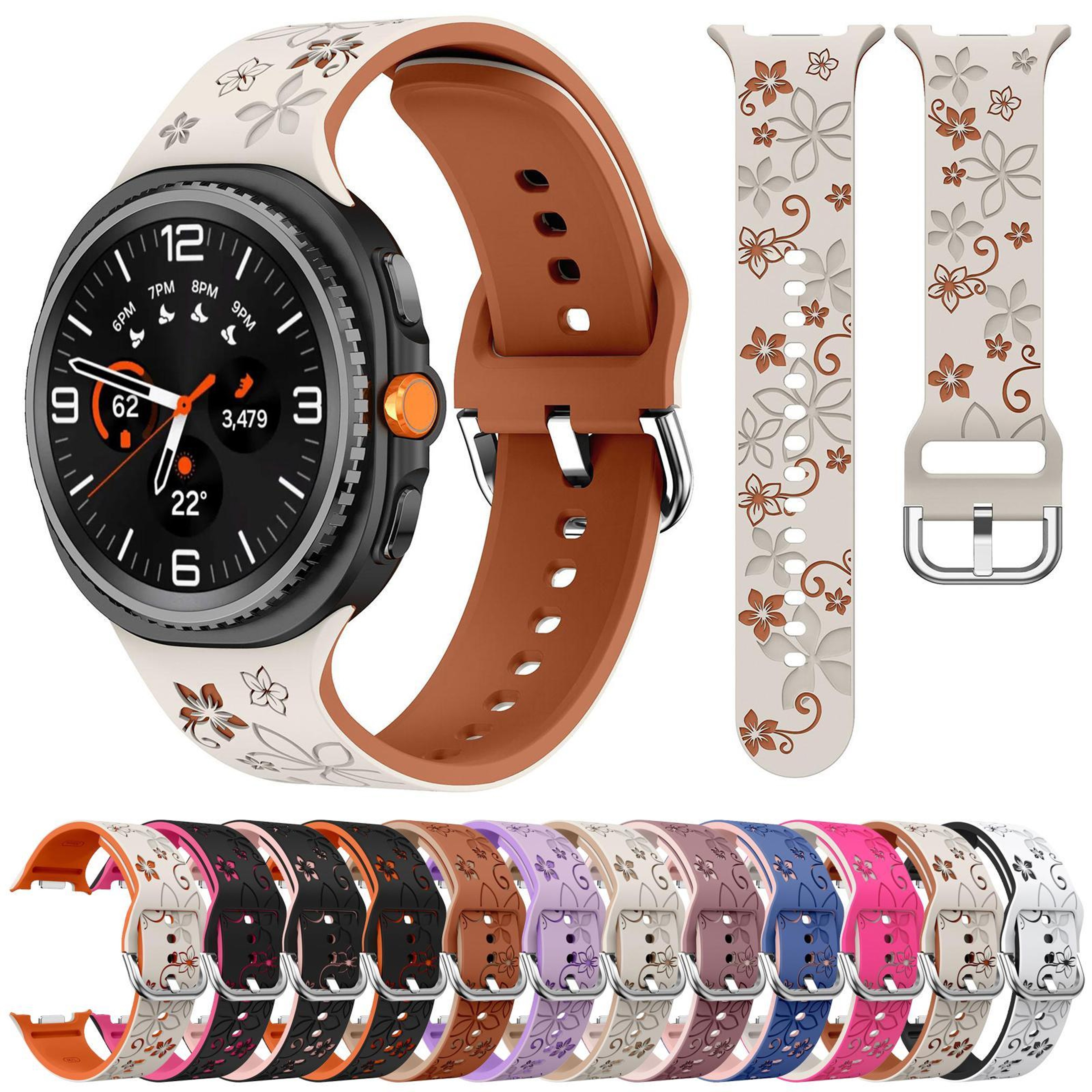 Samsung Galaxy Watch Band Dual Color Engraved Silicone Watch Band for Watch8 Classic Replacement Strap – view 7