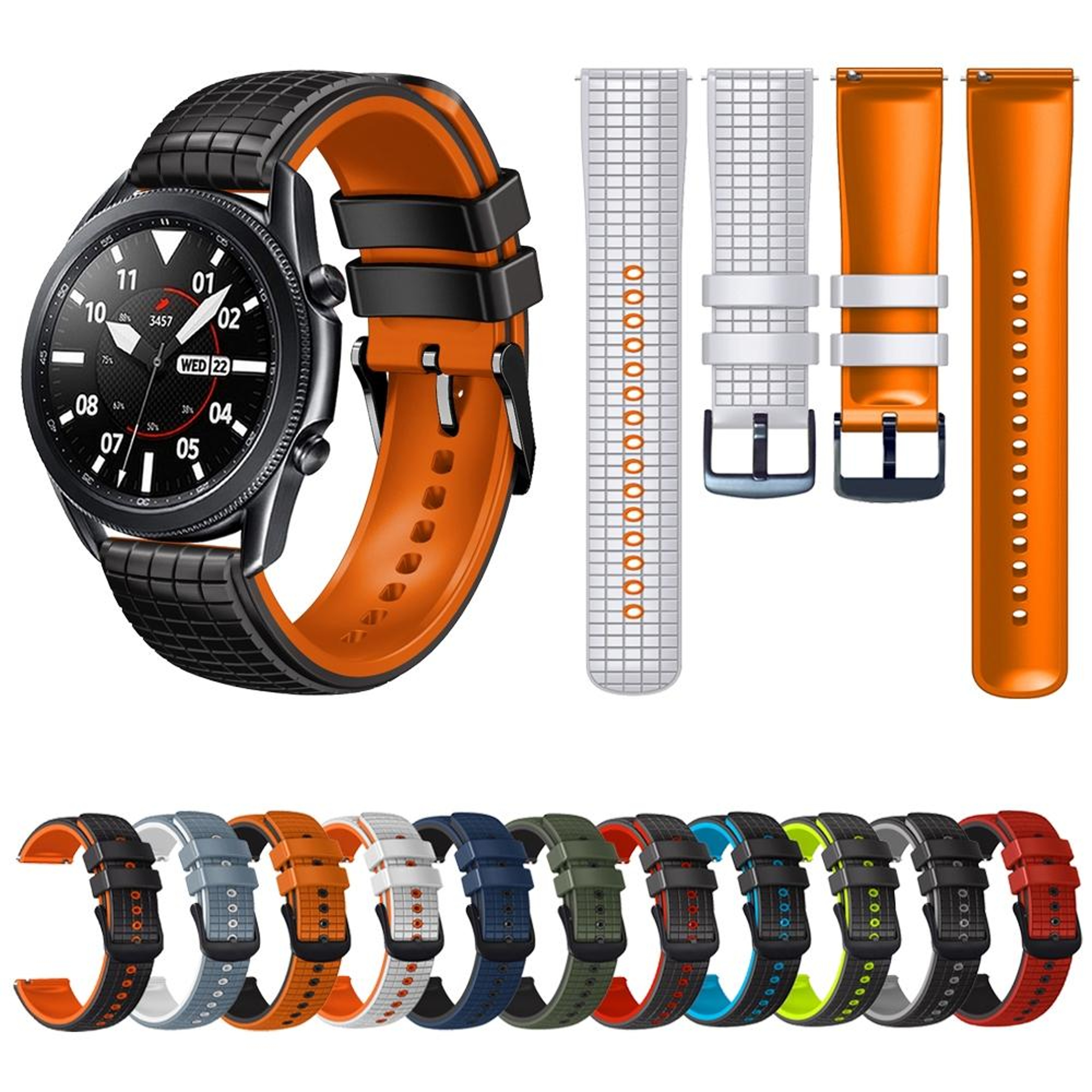 Silicone Watch Band Universal Mesh Two Tone Replacement Sport Watch Strap 5
