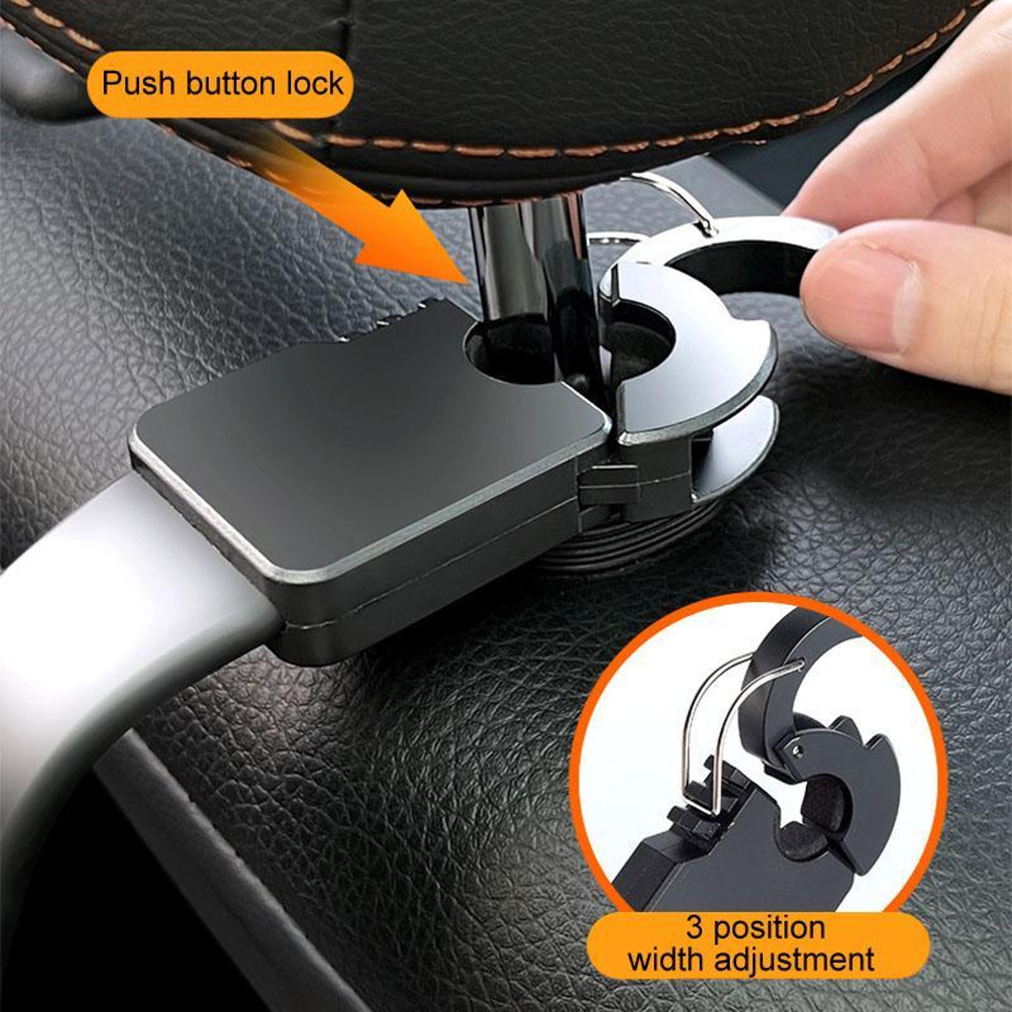 Car Headrest Phone Holder with Storage Hooks Adjustable Back Seat Mount – view 5