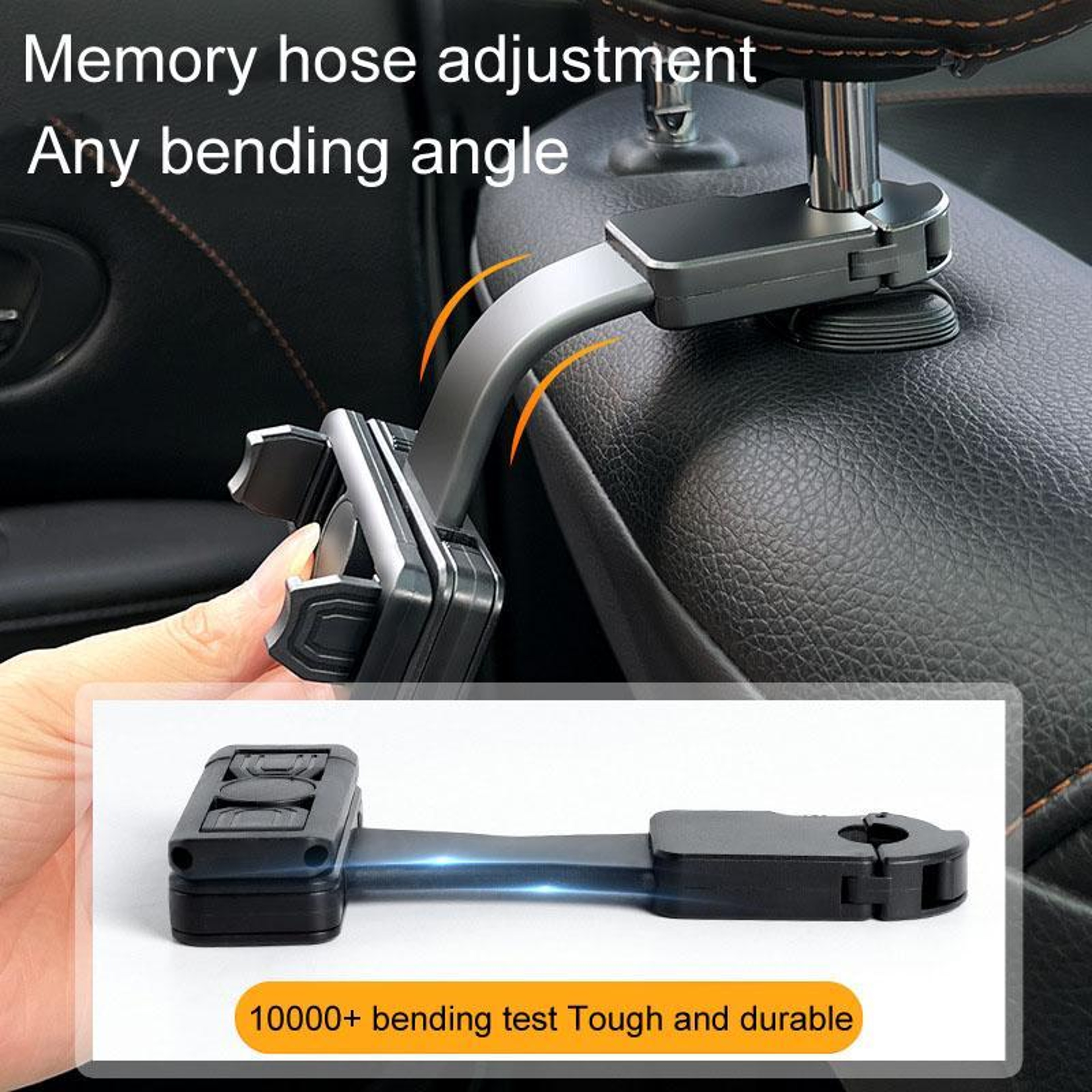 Car Headrest Phone Holder with Storage Hooks Adjustable Back Seat Mount – view 6