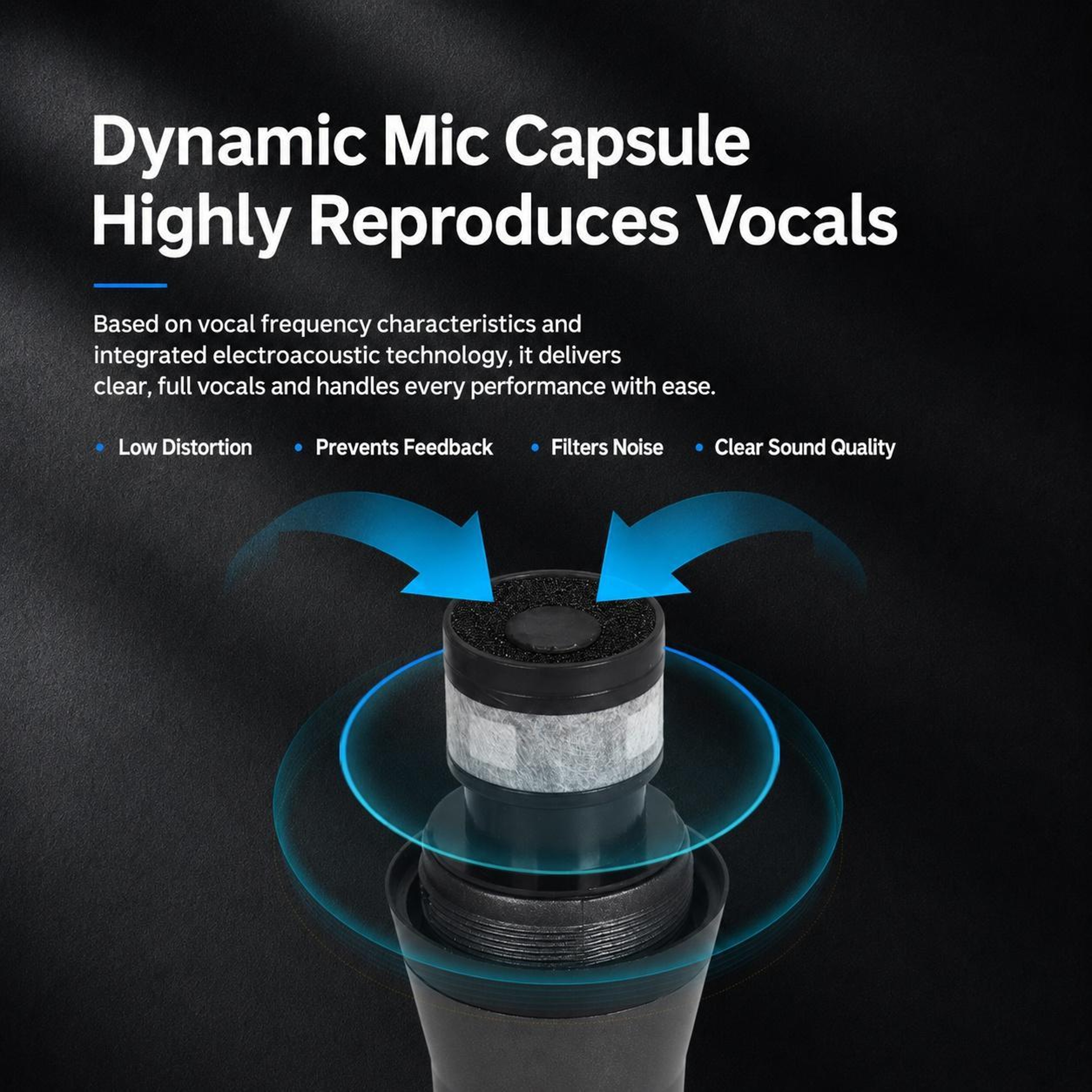 Anti Feedback Wired Microphone with 6.35mm Audio Connector – view 4