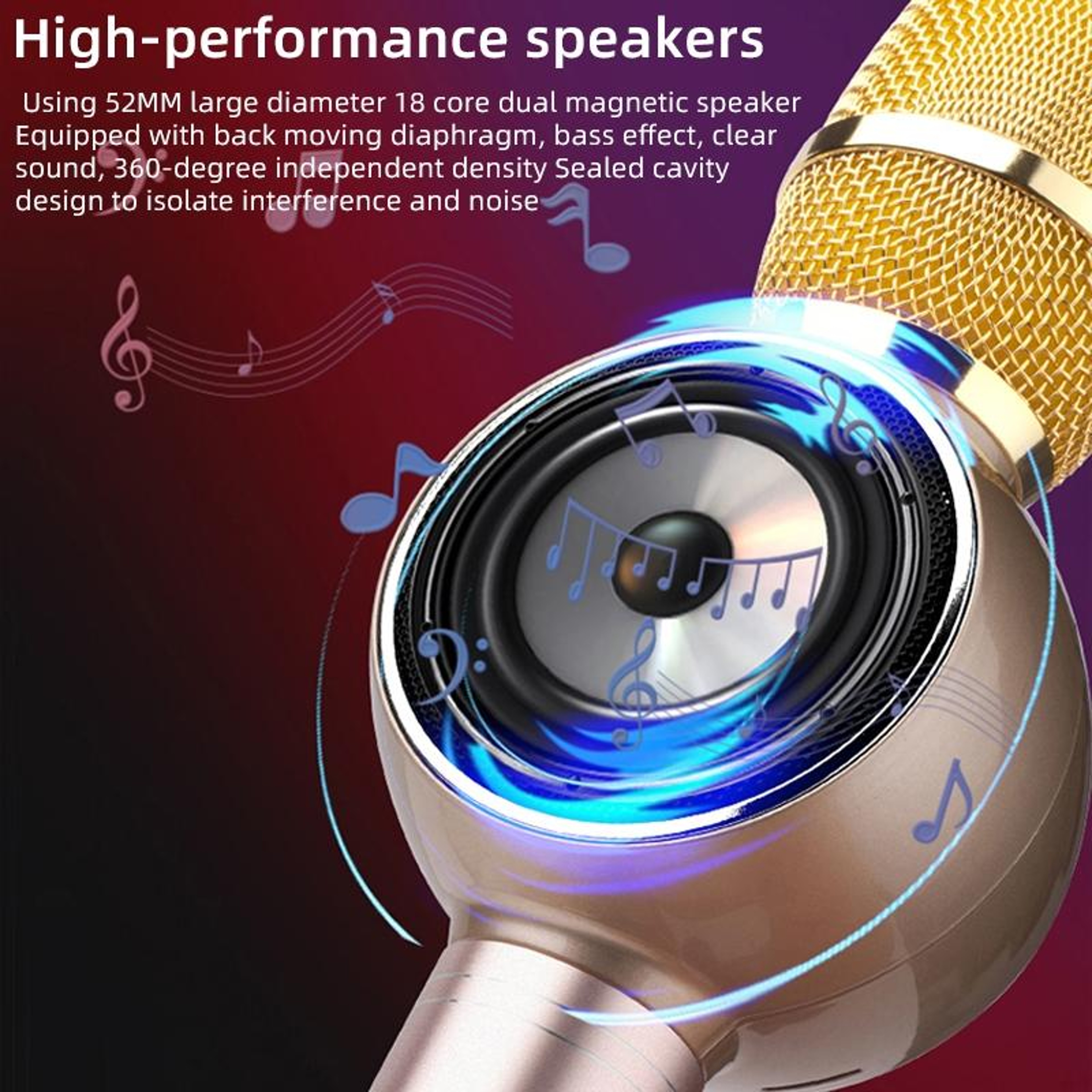 K2 Bluetooth Karaoke Wireless Microphone With Colorful LED Lights 4